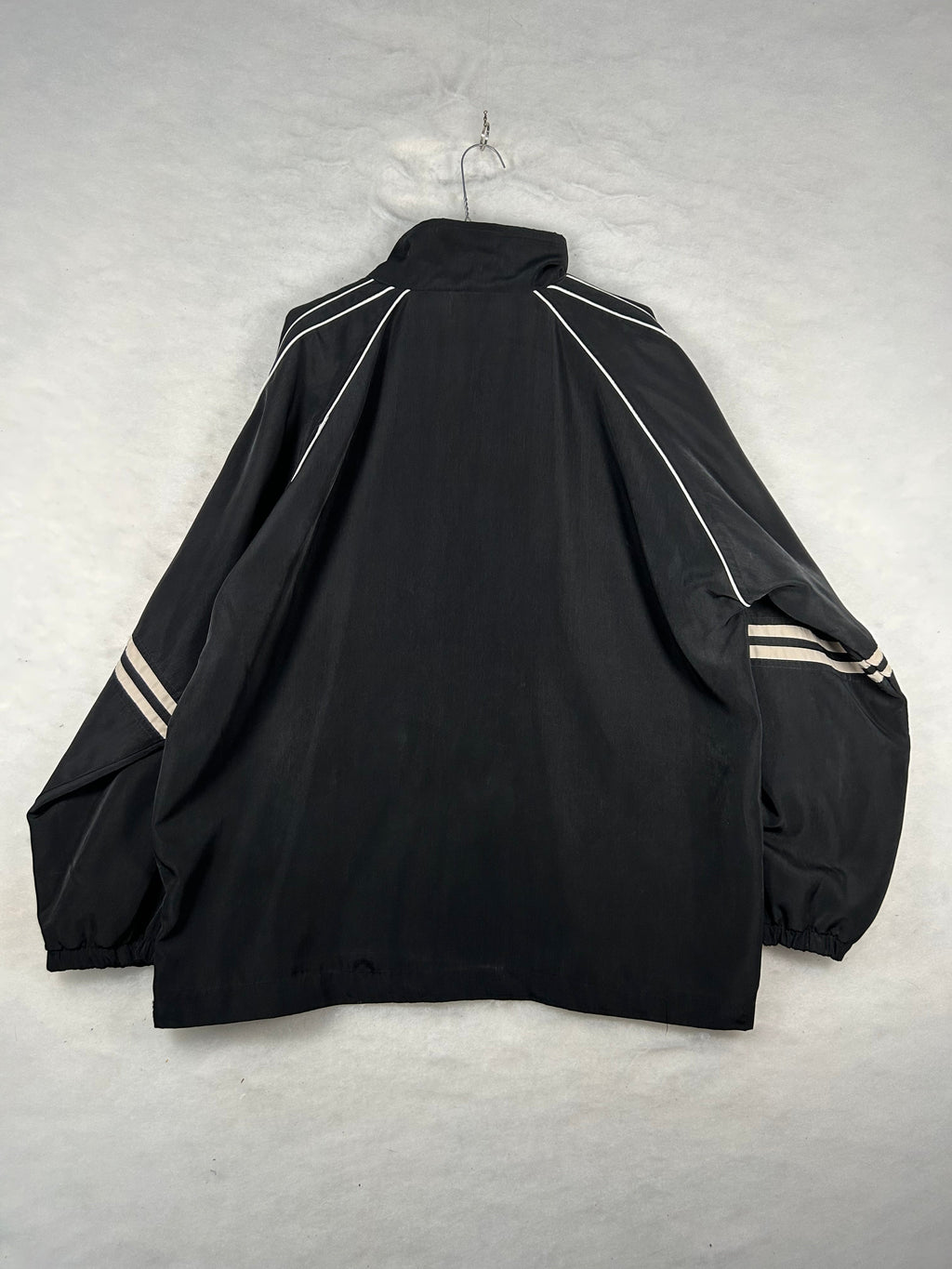 Track jacket sportiva nera righe bianche vintage – Uomo XL