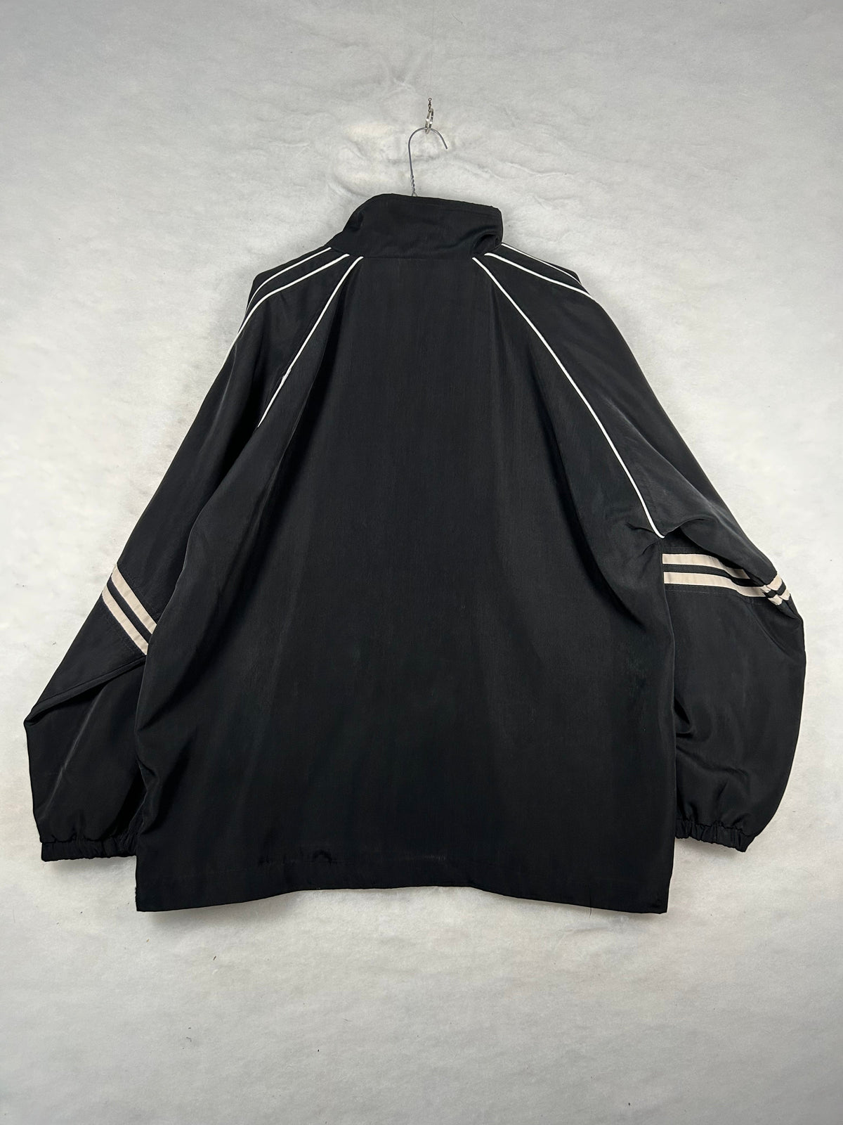 Track jacket sportiva nera righe bianche vintage – Uomo XL