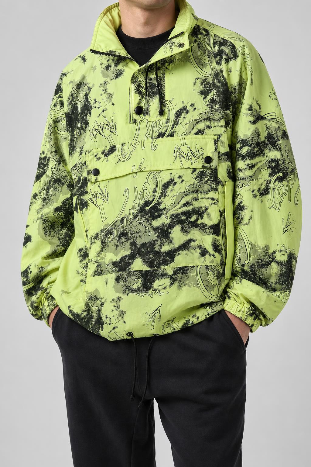 Anorak verde lime fluo vintage indossato