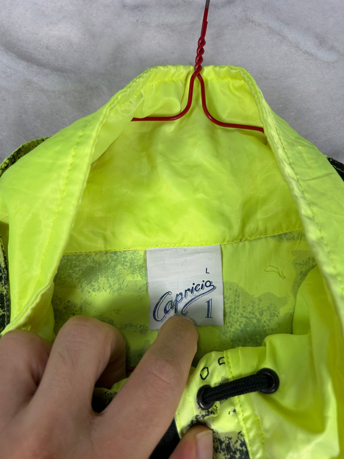 Anorak mezza zip verde lime fluo stampa vintage – Uomo L