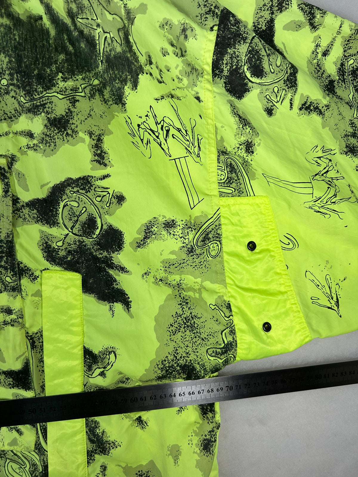Anorak mezza zip verde lime fluo stampa vintage – Uomo L