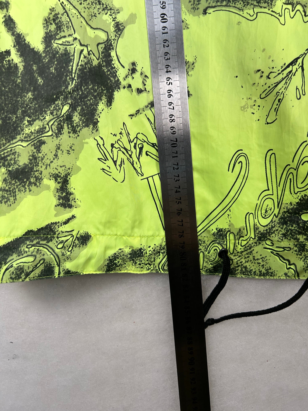 Anorak mezza zip verde lime fluo stampa vintage – Uomo L