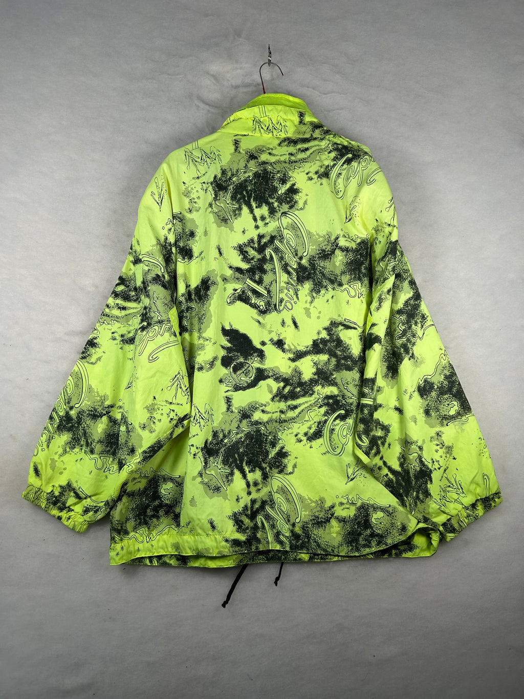 Anorak mezza zip verde lime fluo stampa vintage – Uomo L
