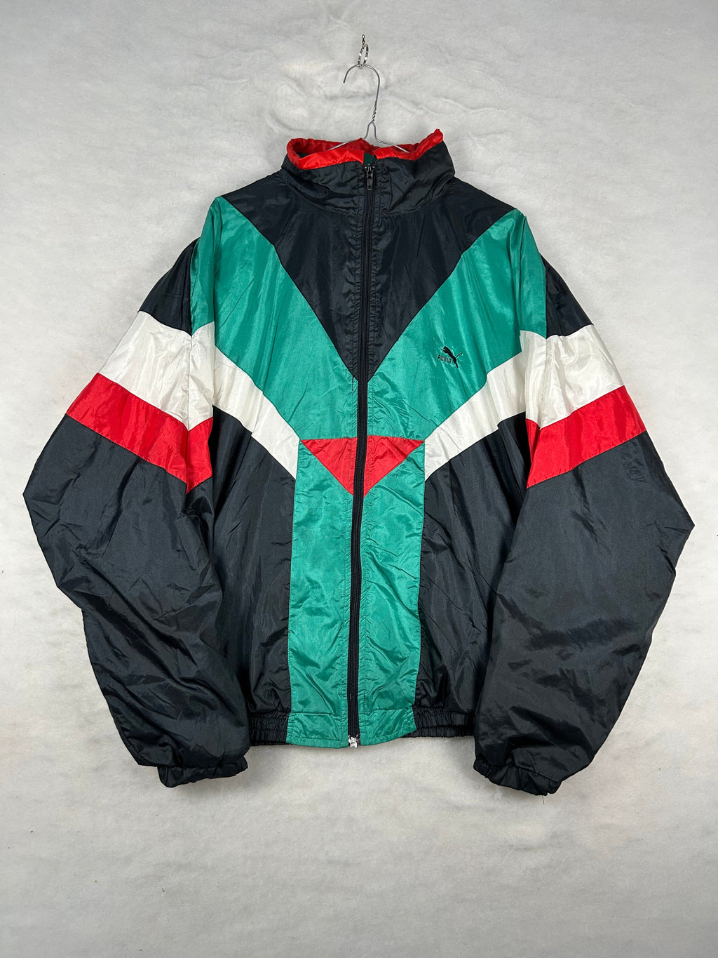 Track jacket Puma anni 90 nera verde e rossa vintage – Uomo M