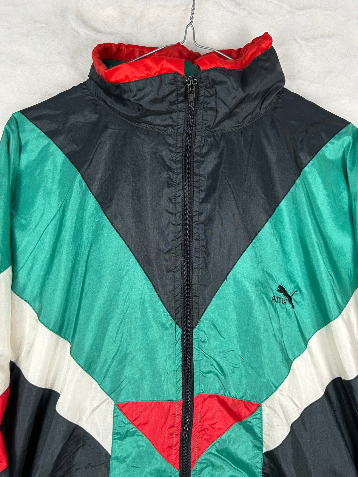 Track jacket Puma anni 90 nera verde e rossa vintage – Uomo M