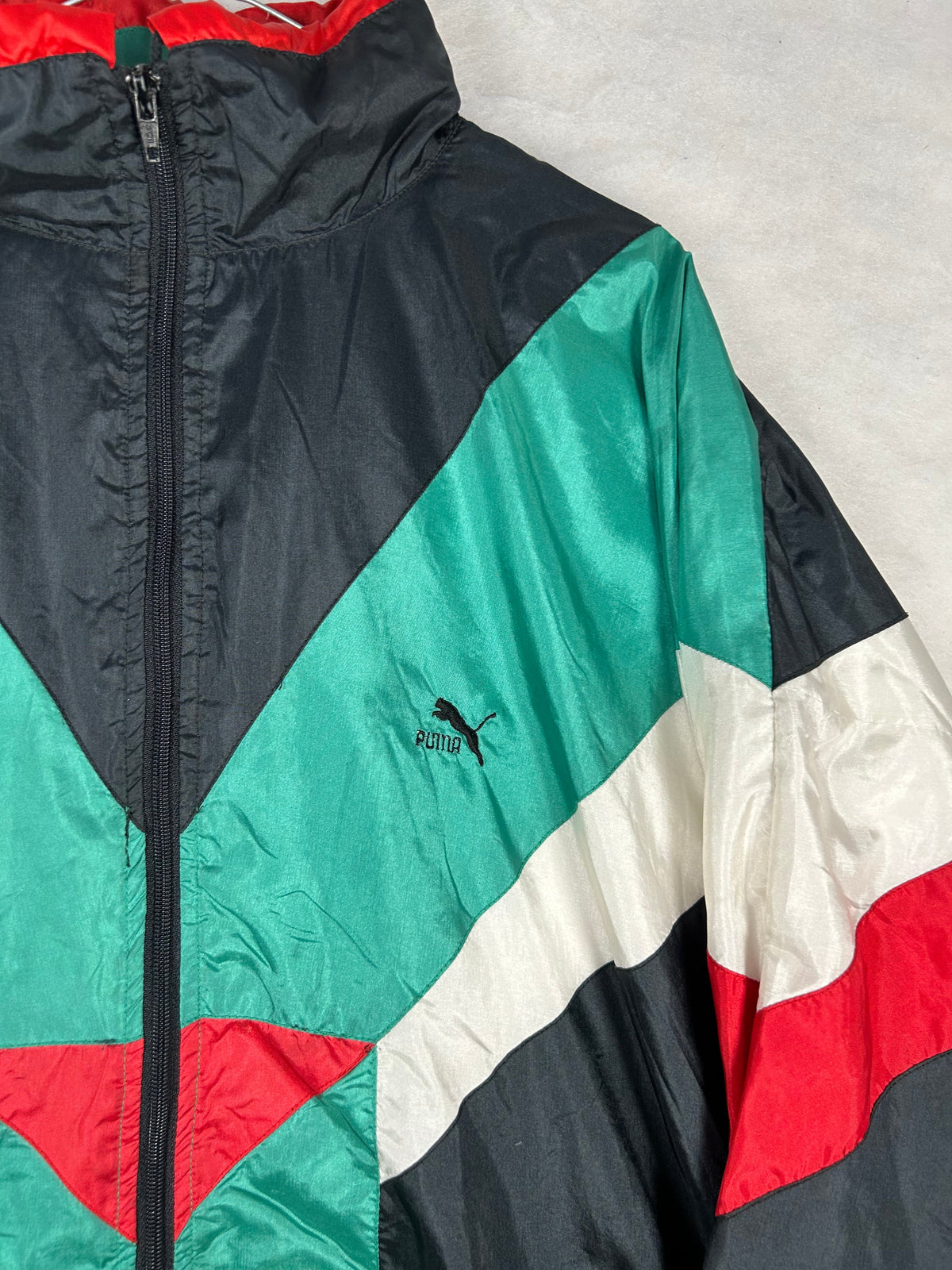 Track jacket Puma anni 90 nera verde e rossa vintage – Uomo M