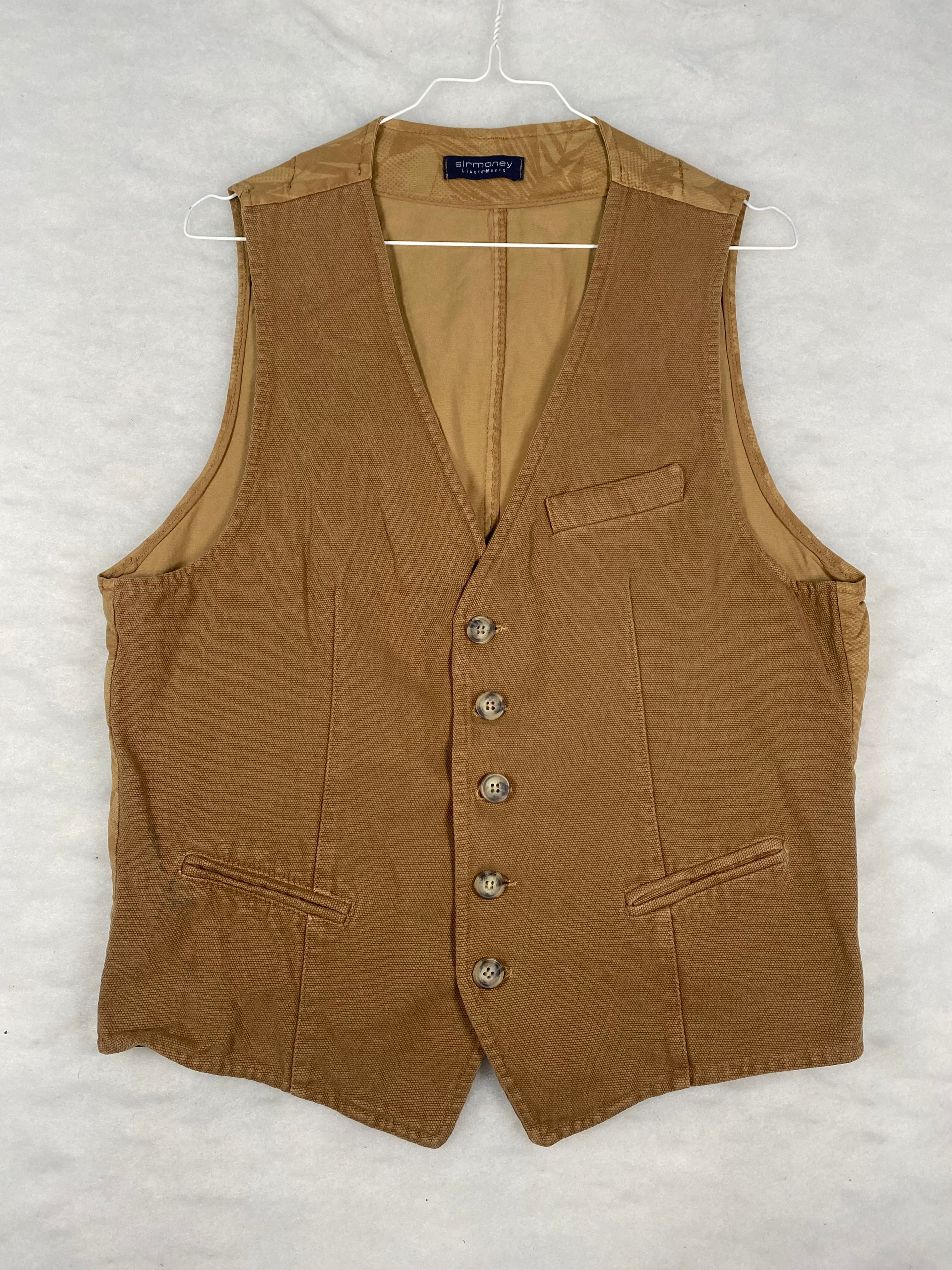 Gilet / Panciotto Vintage Uomo in Cotone Canvas – Cammello
