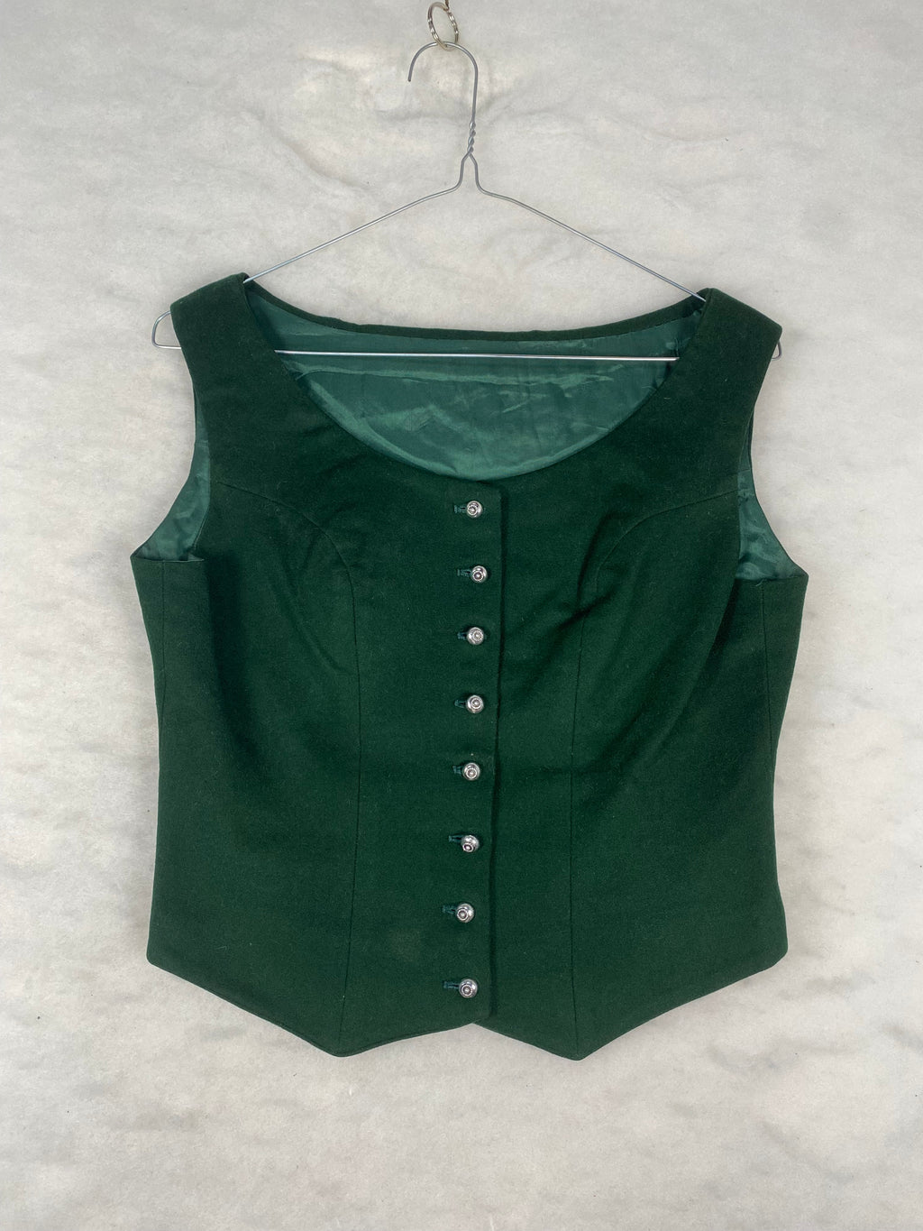 Top / Gilet Vintage Donna Smanicato Attillato – Verde Bottiglia con Bottoni