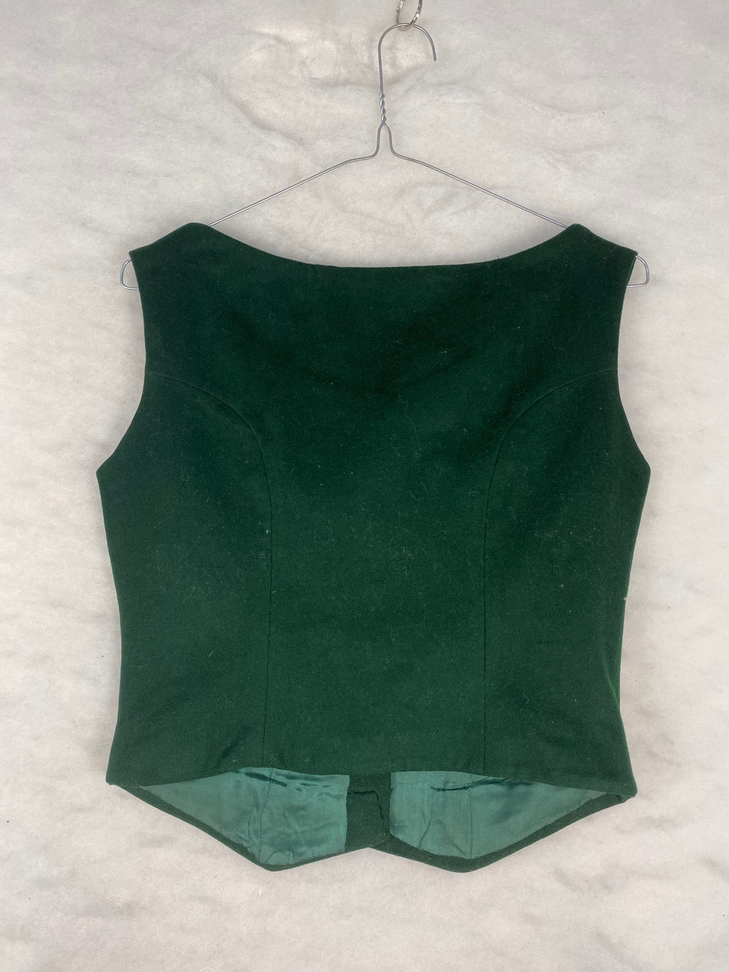 Top / Gilet Vintage Donna Smanicato Attillato – Verde Bottiglia con Bottoni