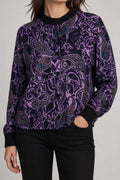 Giacca bomber vintage donna paisley viola indossata