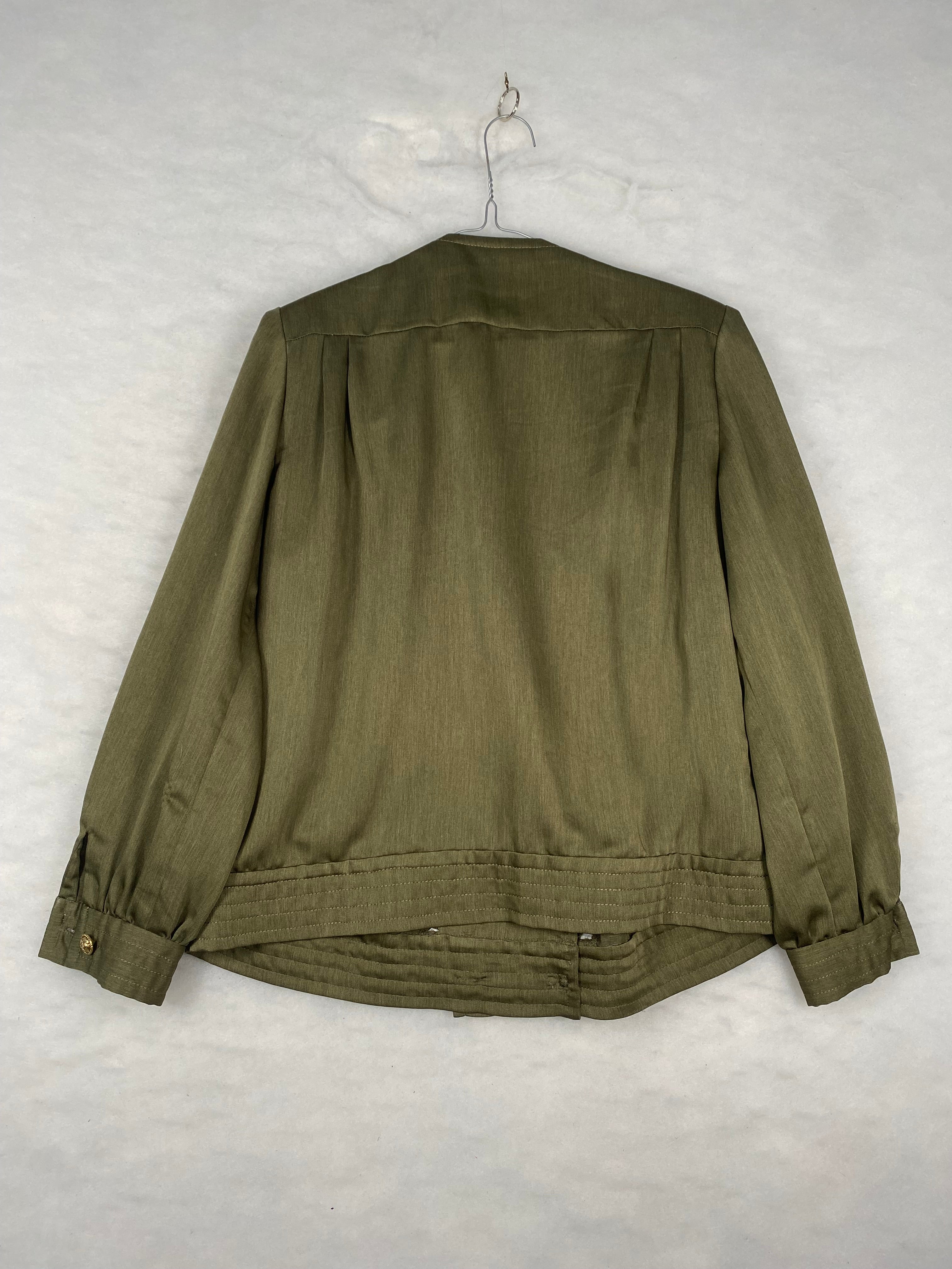 Blusa / Giacca Vintage Donna Doppiopetto – Verde Militare con Bottoni Oro