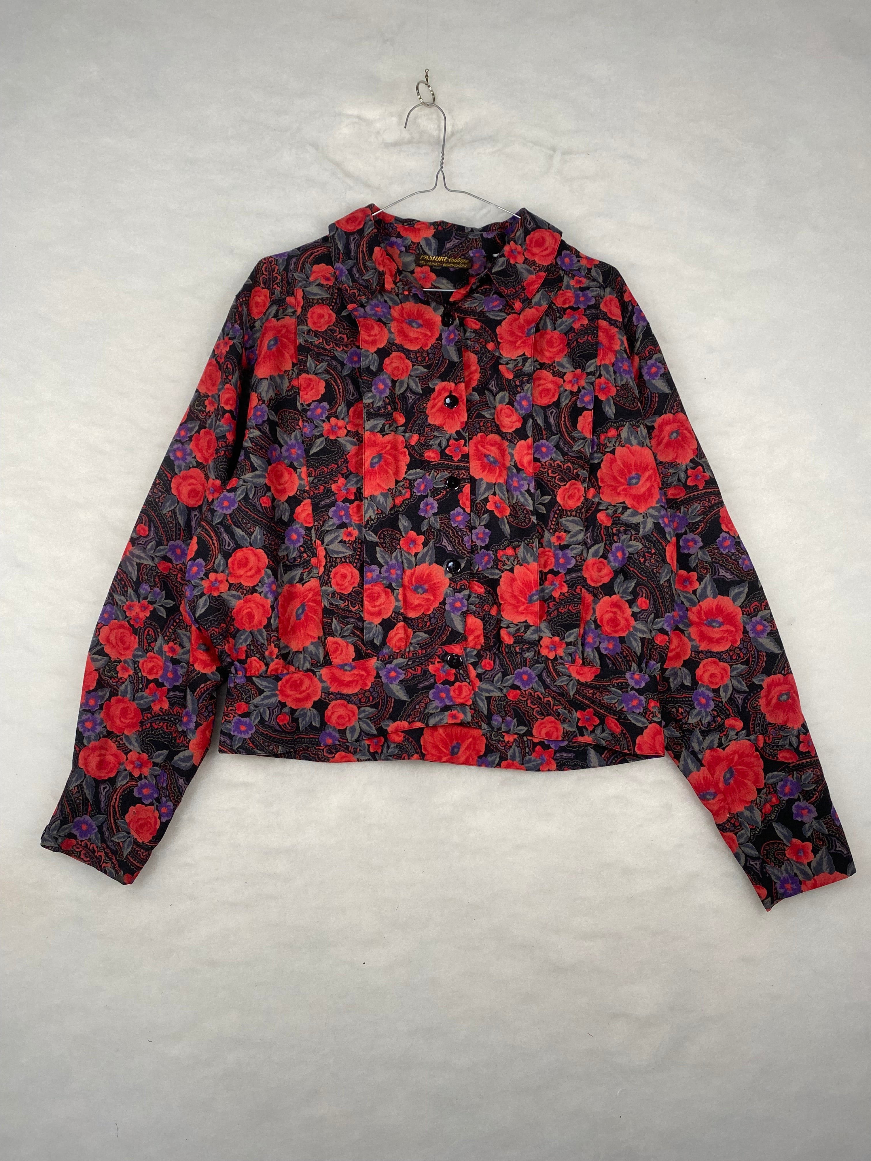 Giacca vintage donna a fiori - fronte