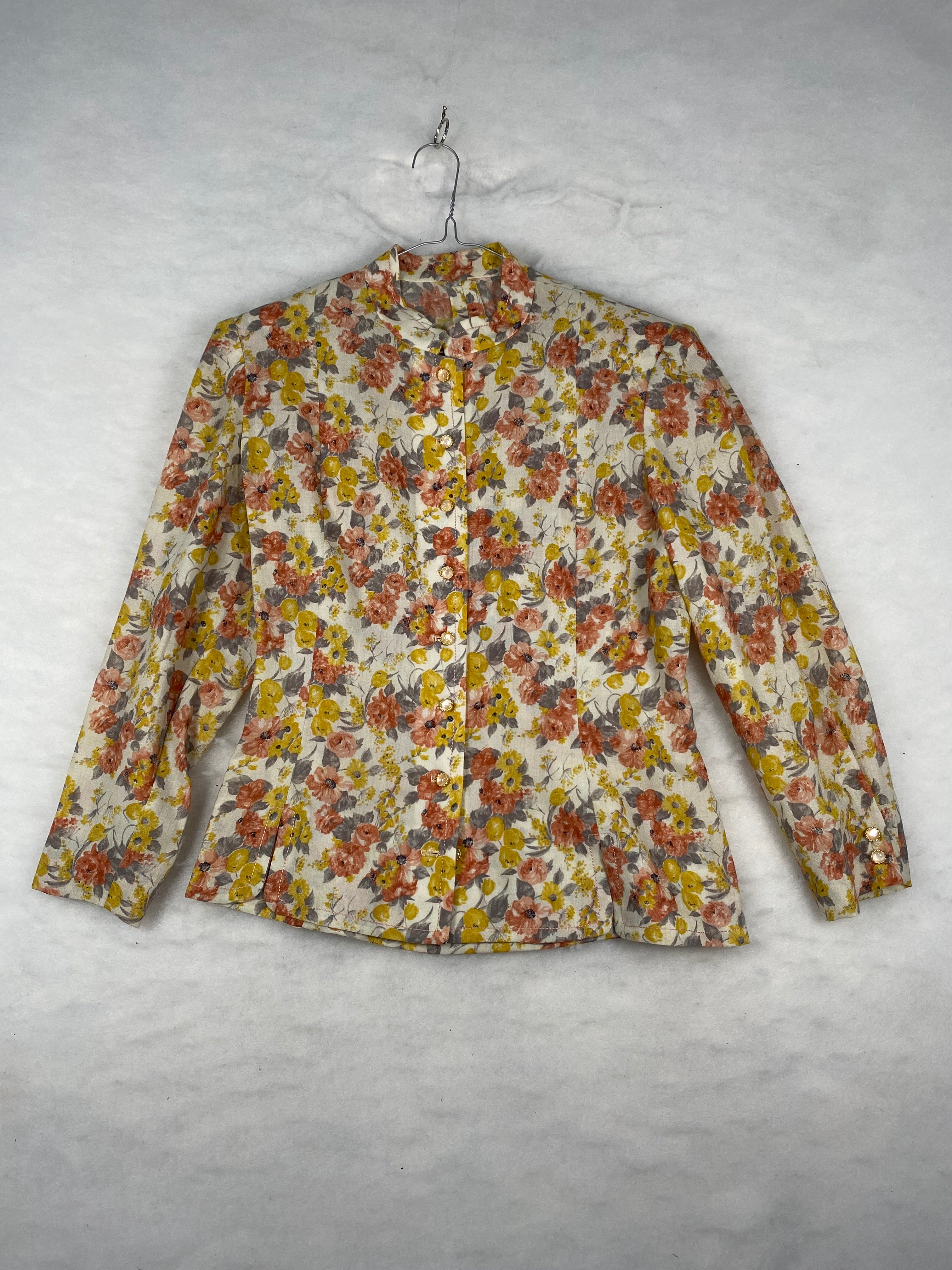 Blusa vintage donna a fiori - fronte
