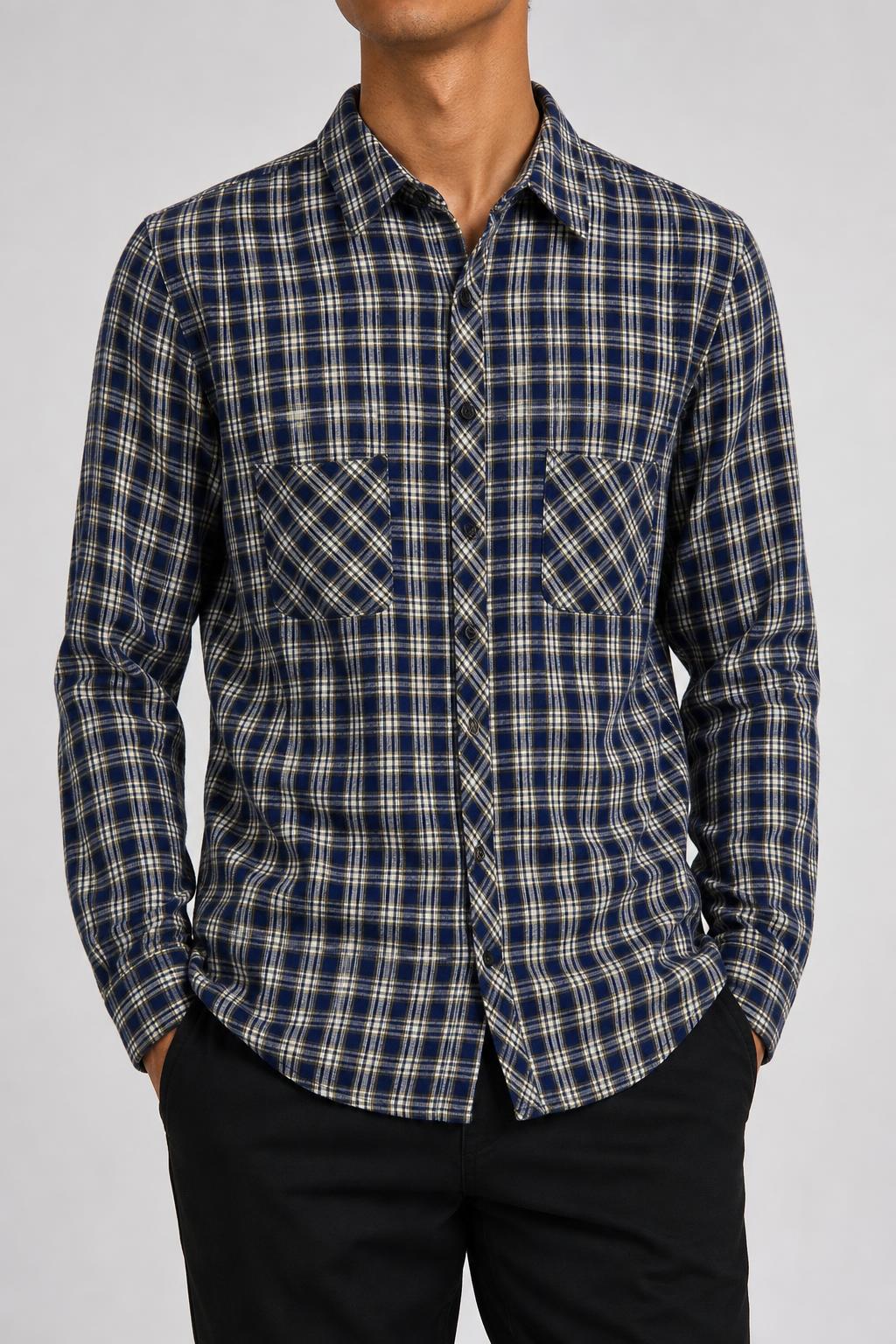 Camicia Carrera uomo flanella a quadri indossata