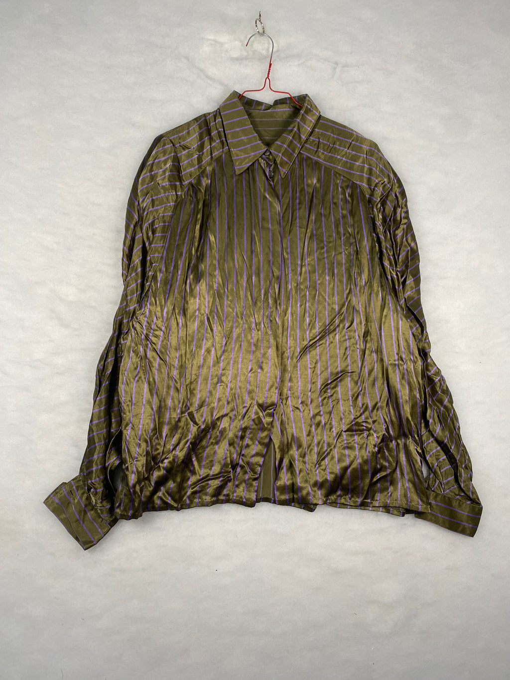 Camicia vintage donna raso verde oliva - fronte