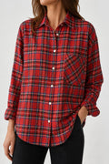 Camicia vintage donna tartan rosso indossata