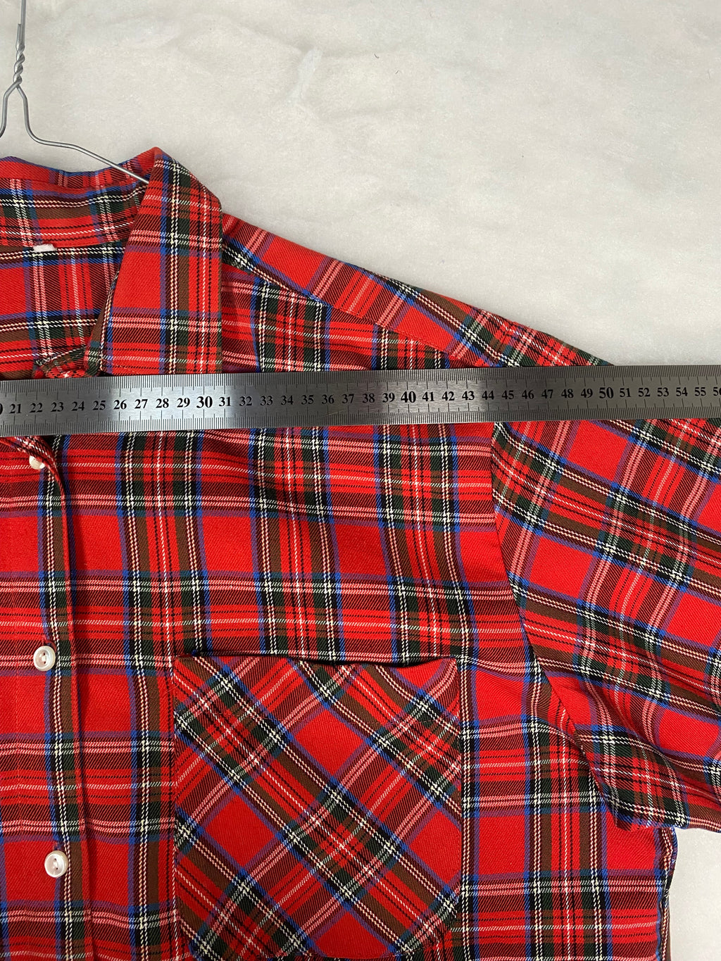 Camicia vintage donna tartan rosso - misure
