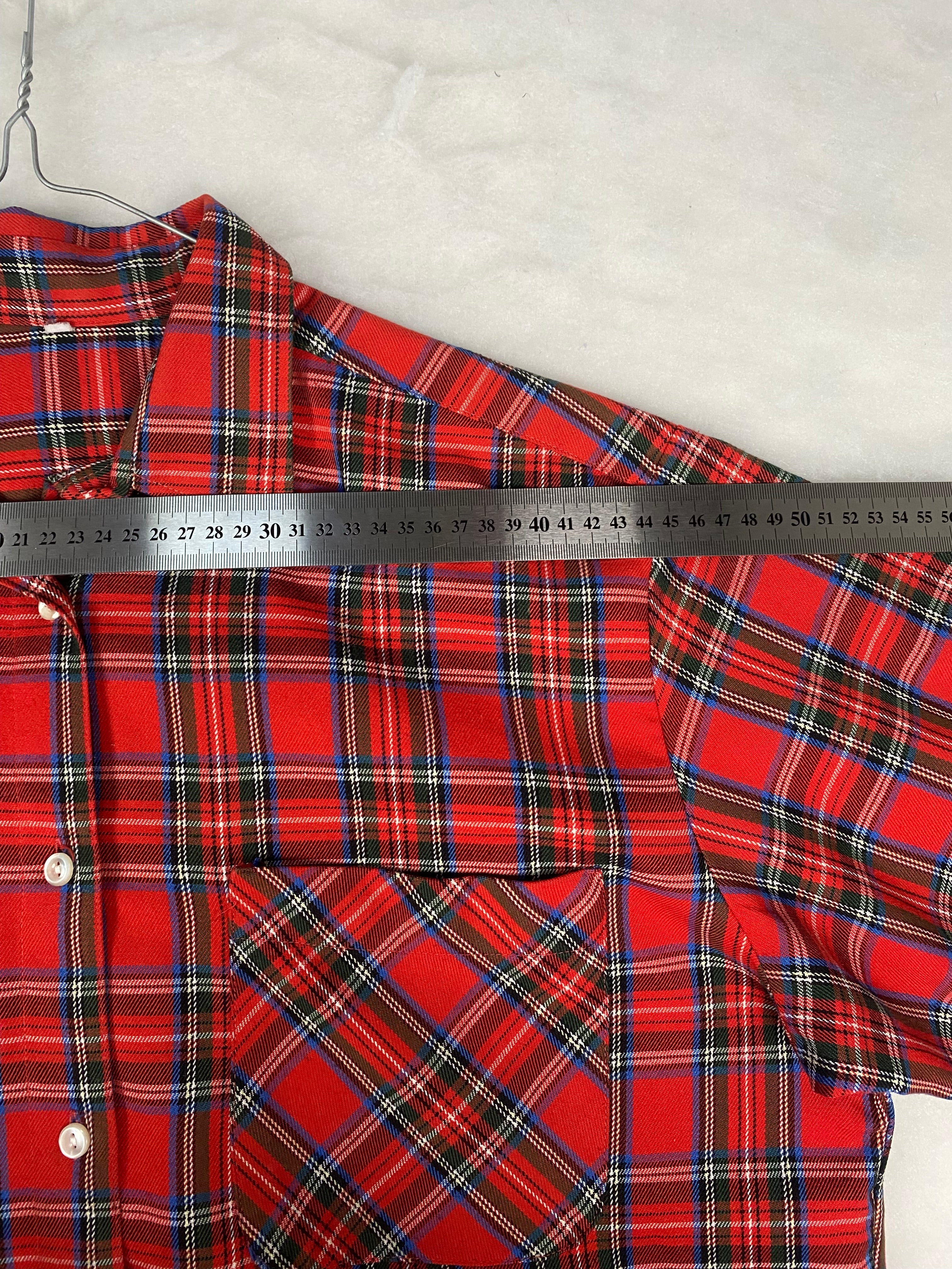 Camicia vintage donna tartan rosso - misure