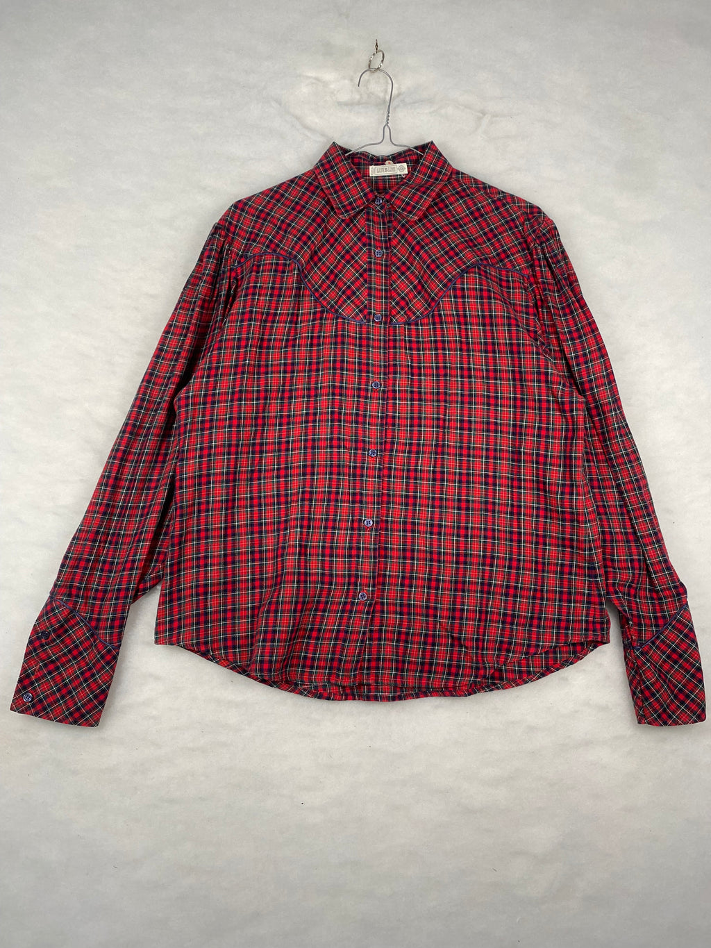 Camicia vintage donna tartan rosso western - fronte