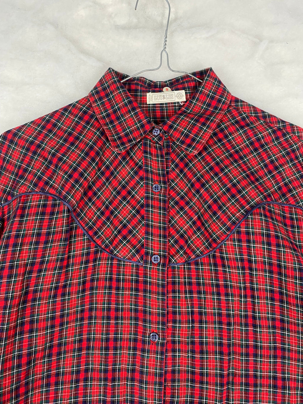 Camicia vintage donna tartan rosso - dettaglio