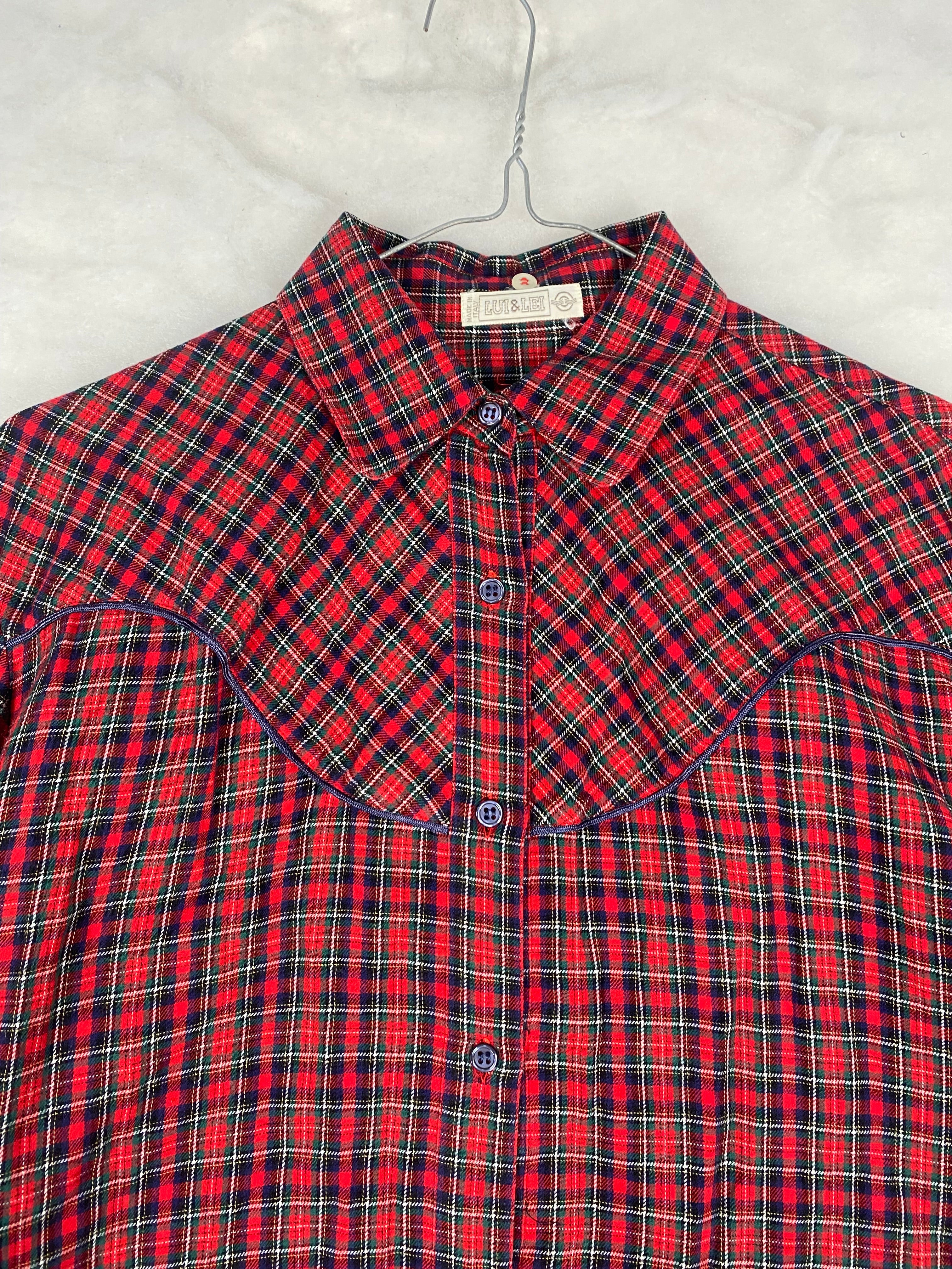 Camicia vintage donna tartan rosso - dettaglio