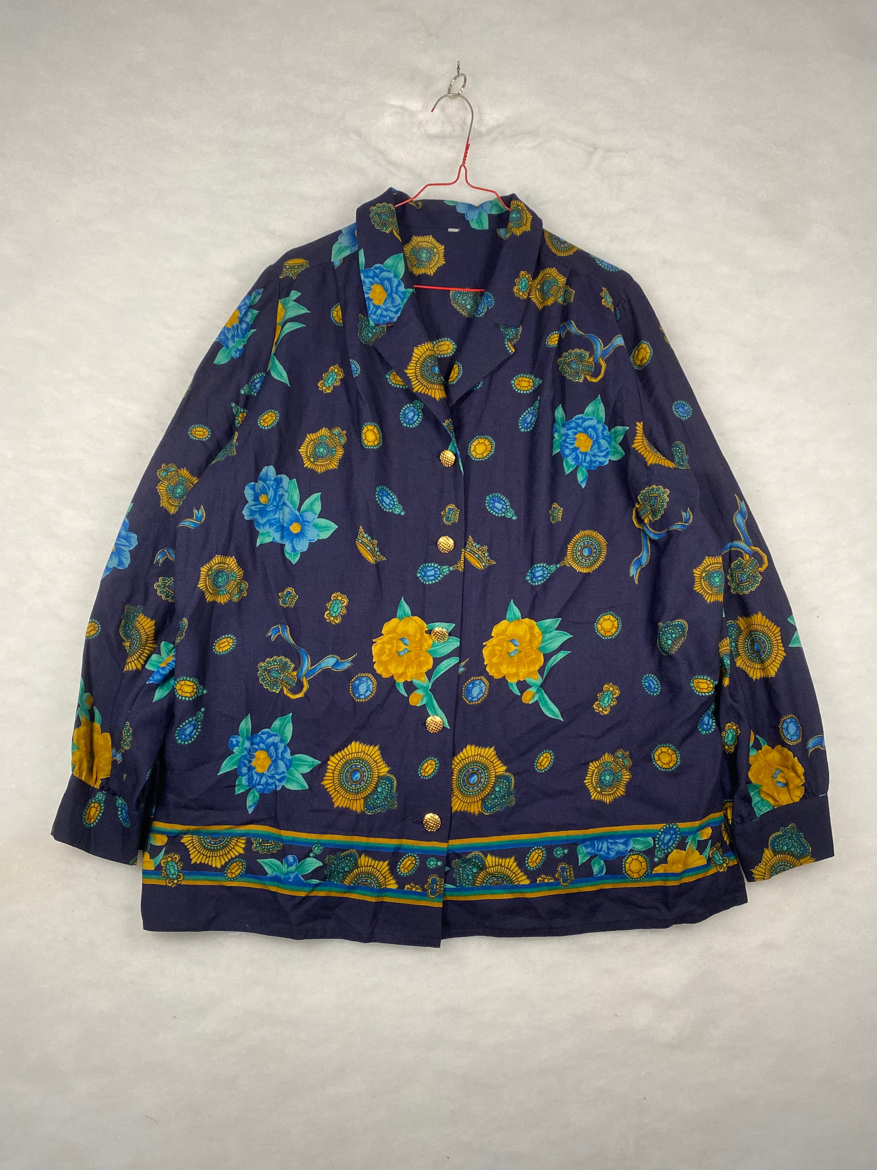 Blusa donna barocca blu navy - fronte