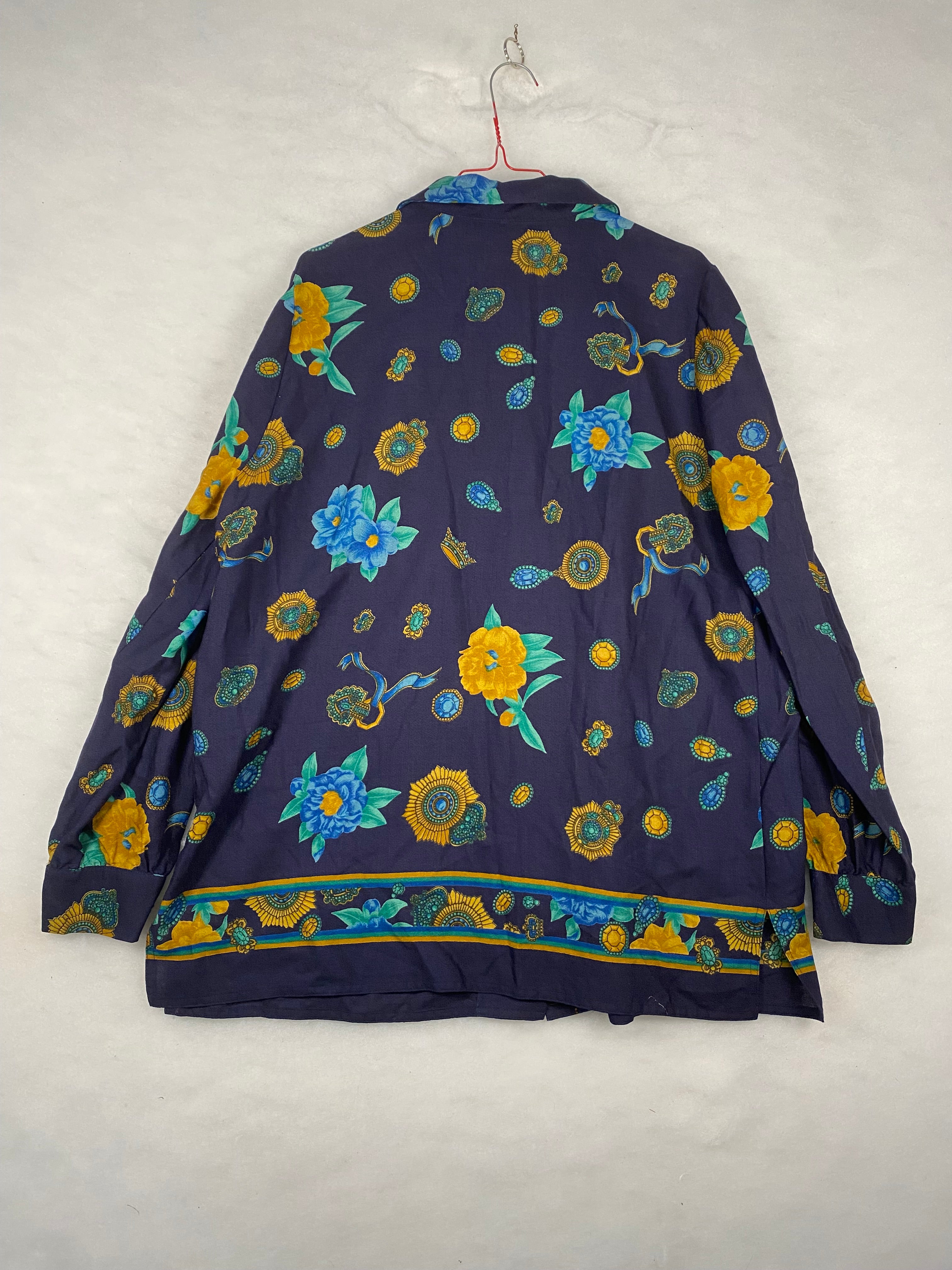 Blusa donna barocca blu navy - vista piatta