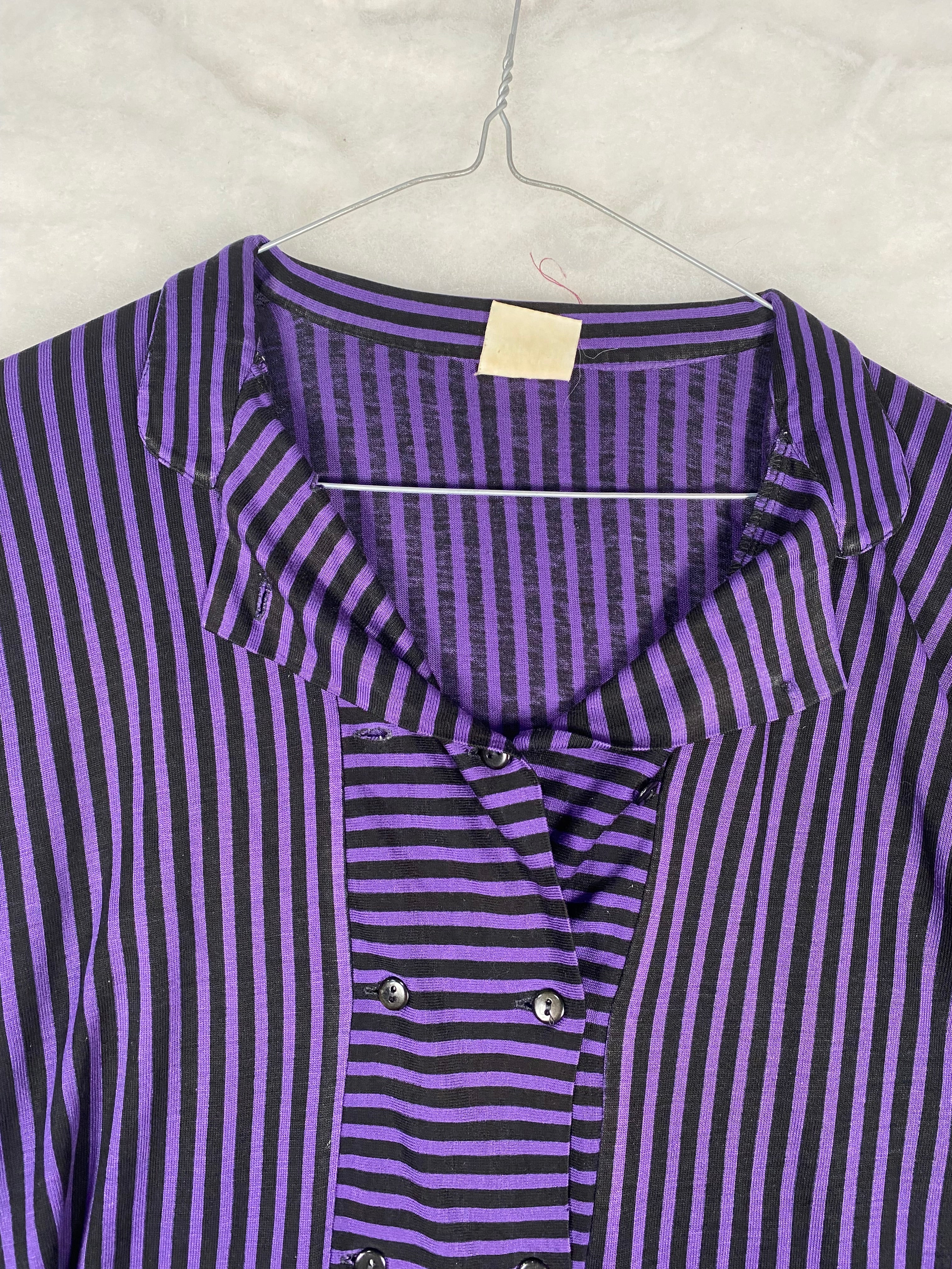 Camicia donna a righe viola e nero - dettaglio