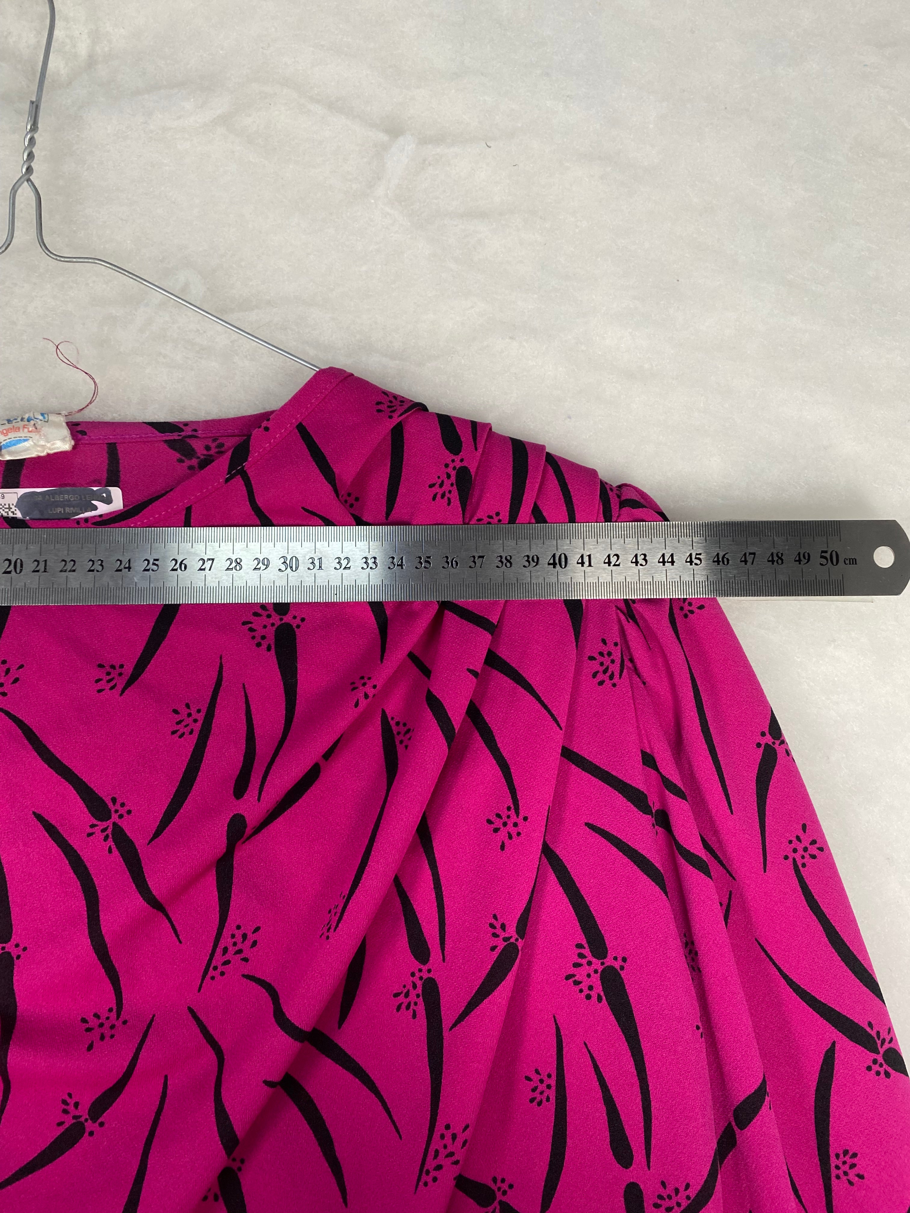 Top donna magenta stampa astratta - dettaglio tessuto