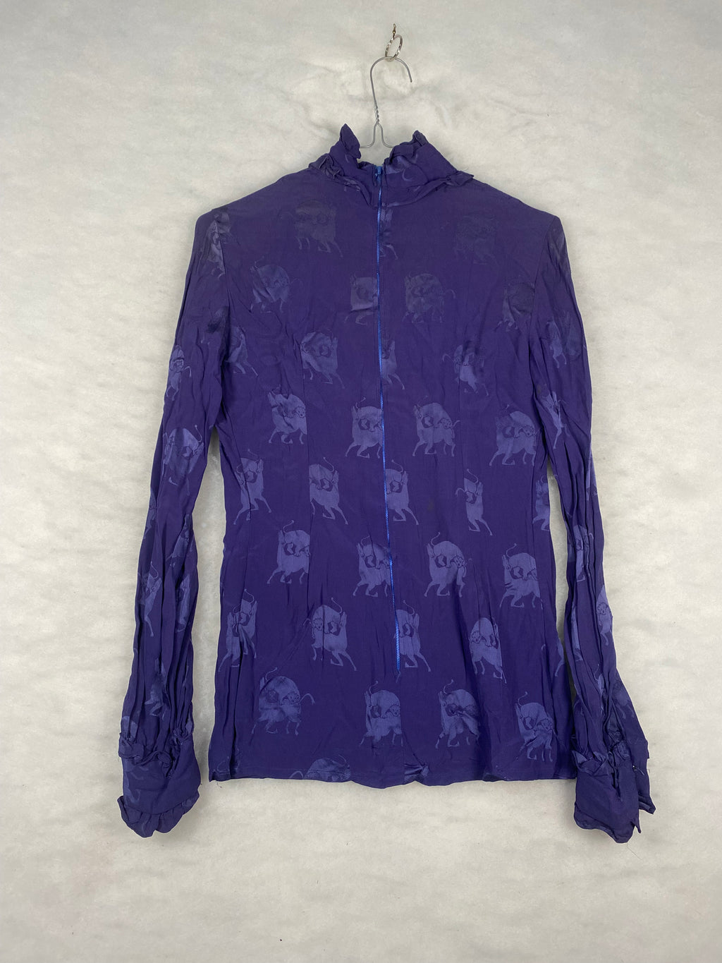 Maglia donna viola animalier - vista piatta