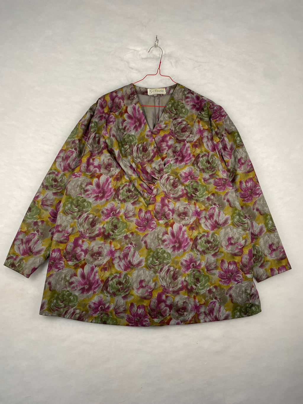 Blusa donna a incrocio fiori acquerello - fronte