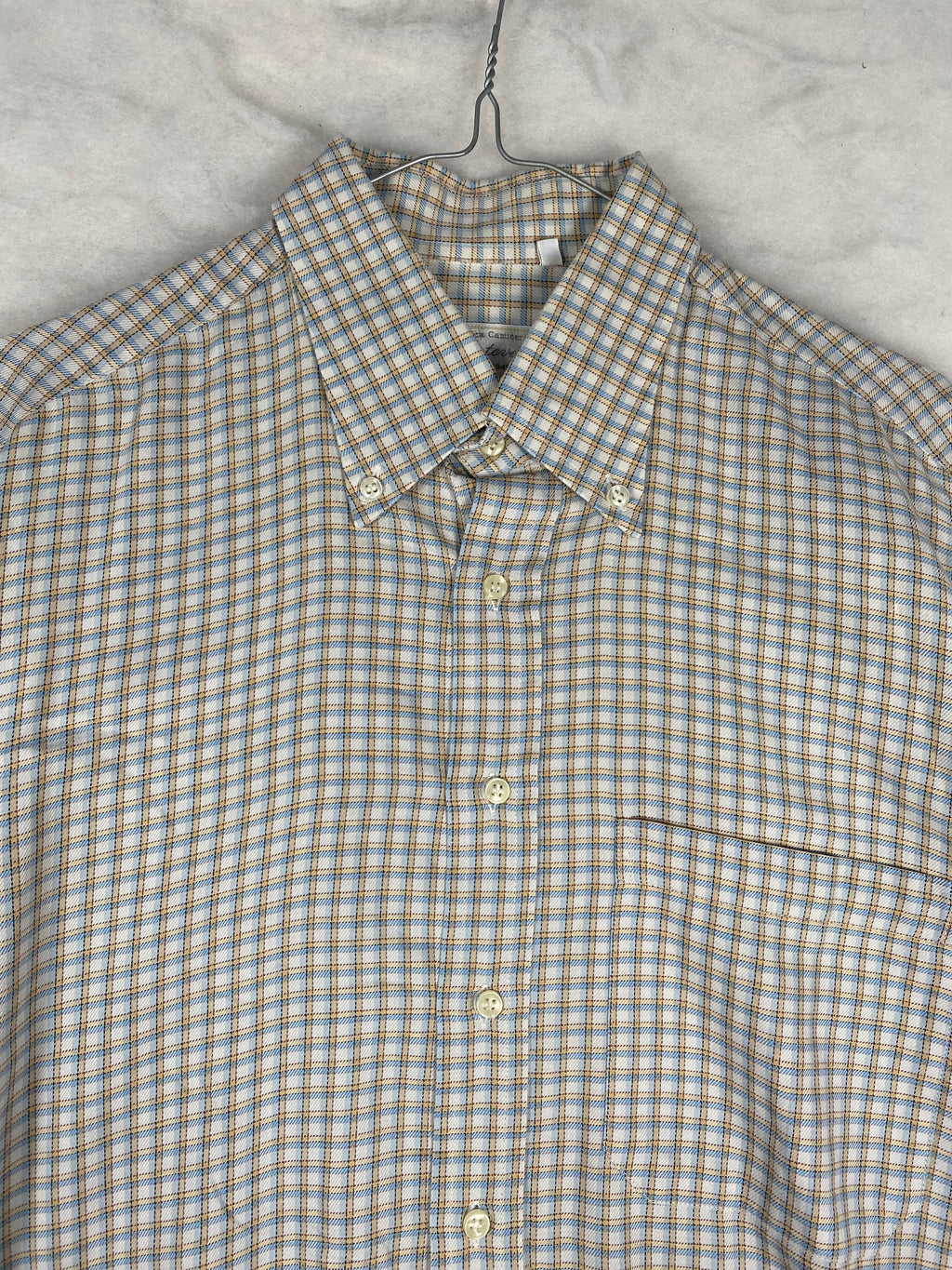 Camicia uomo a quadretti azzurro e beige - dettaglio