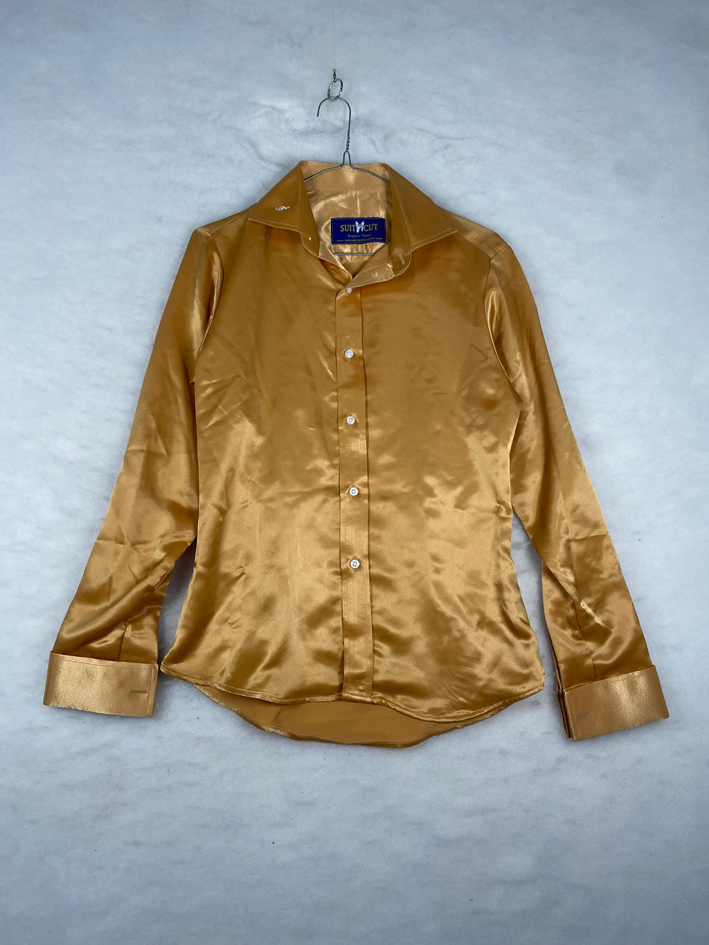 Camicia uomo raso oro - fronte