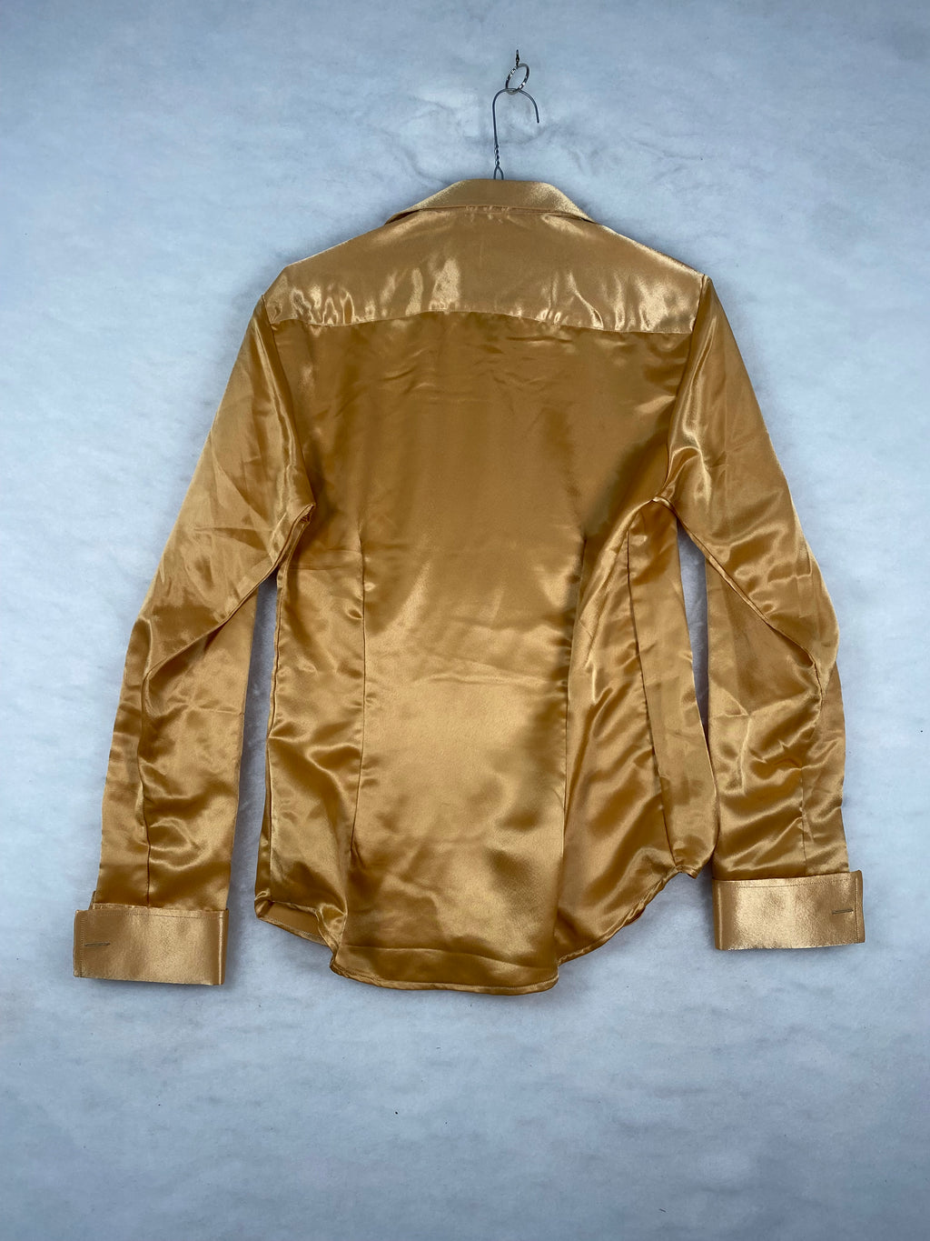 Camicia uomo raso oro - vista piatta
