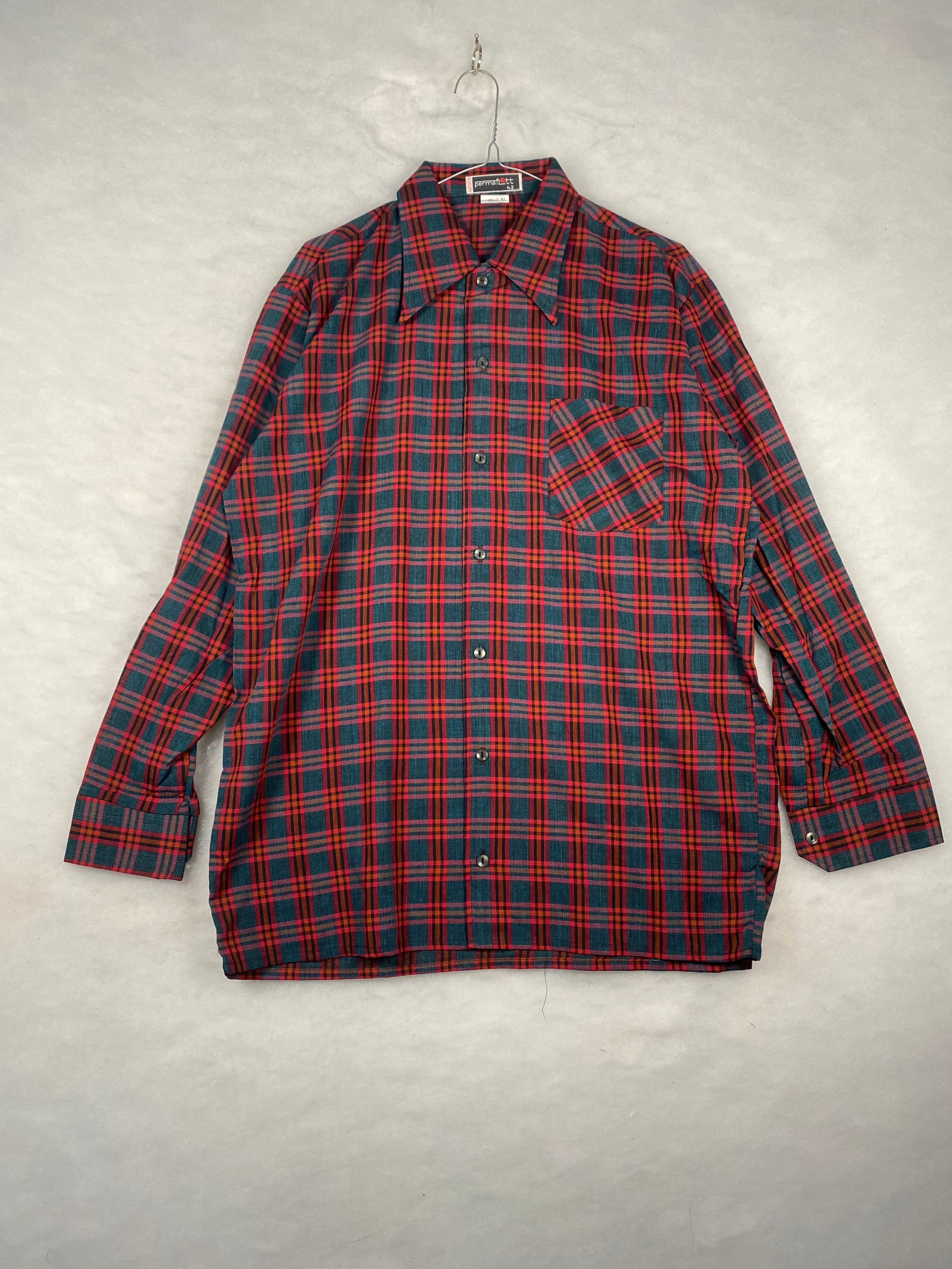 Camicia uomo tartan rosso e verde - fronte