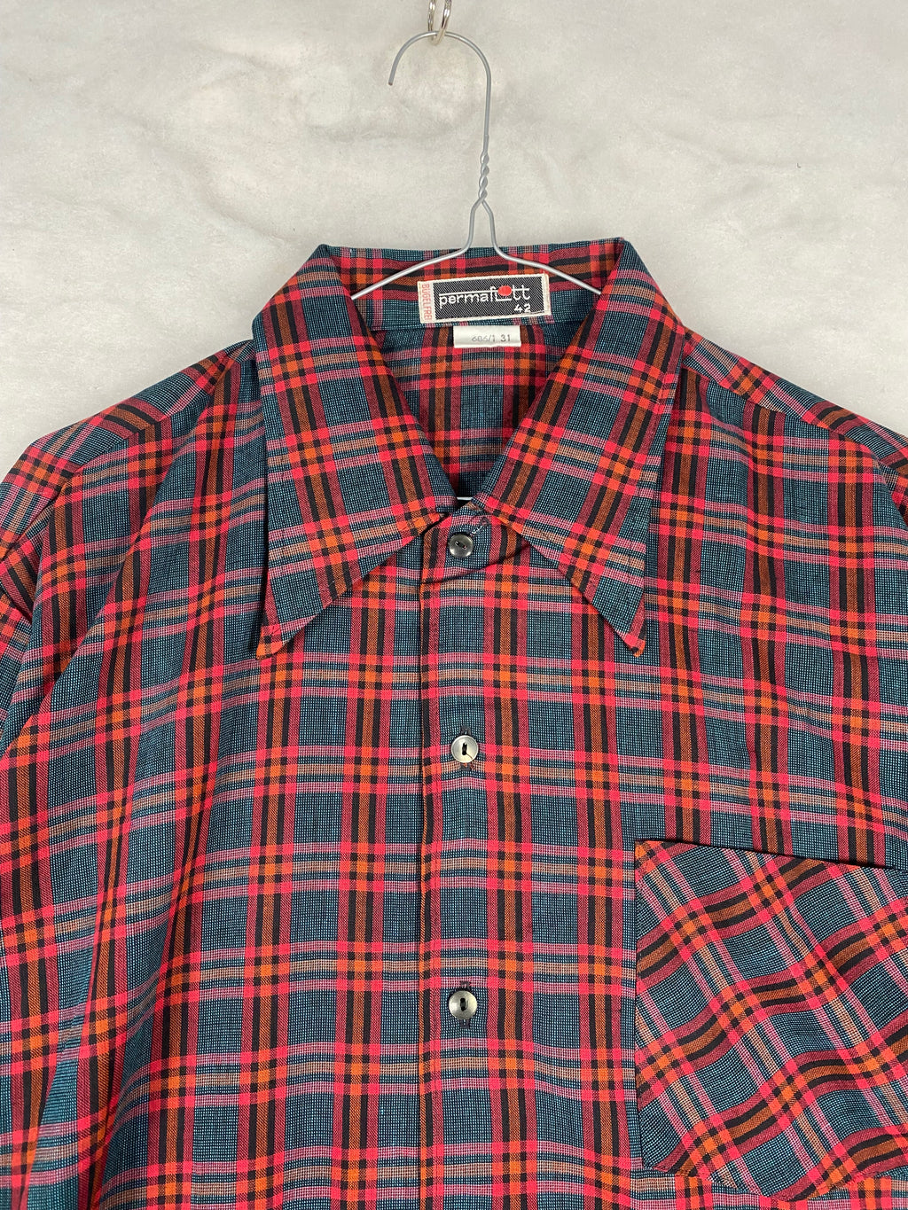 Camicia uomo tartan rosso e verde - dettaglio