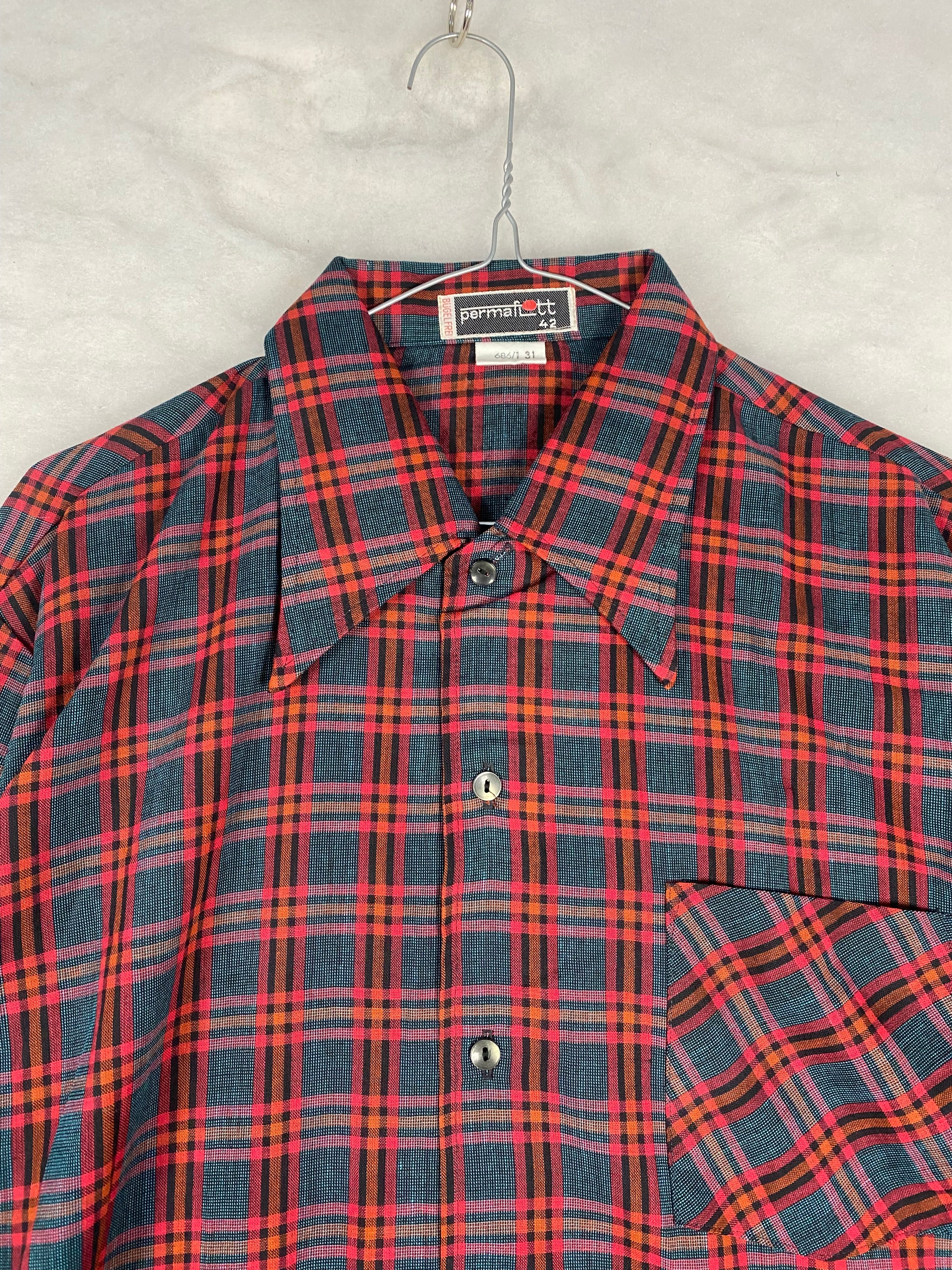 Camicia uomo tartan rosso e verde - dettaglio