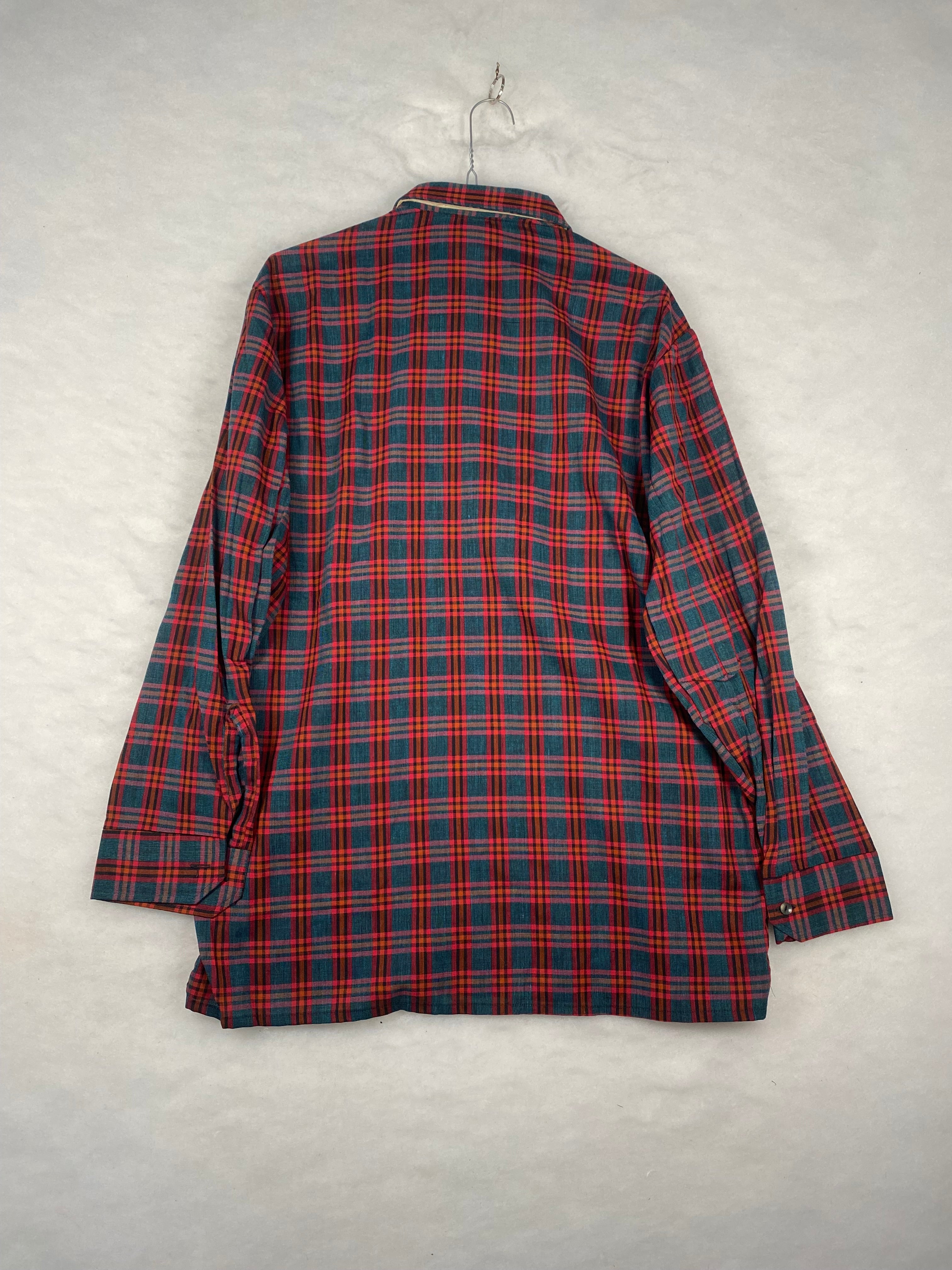 Camicia uomo tartan rosso e verde - vista piatta