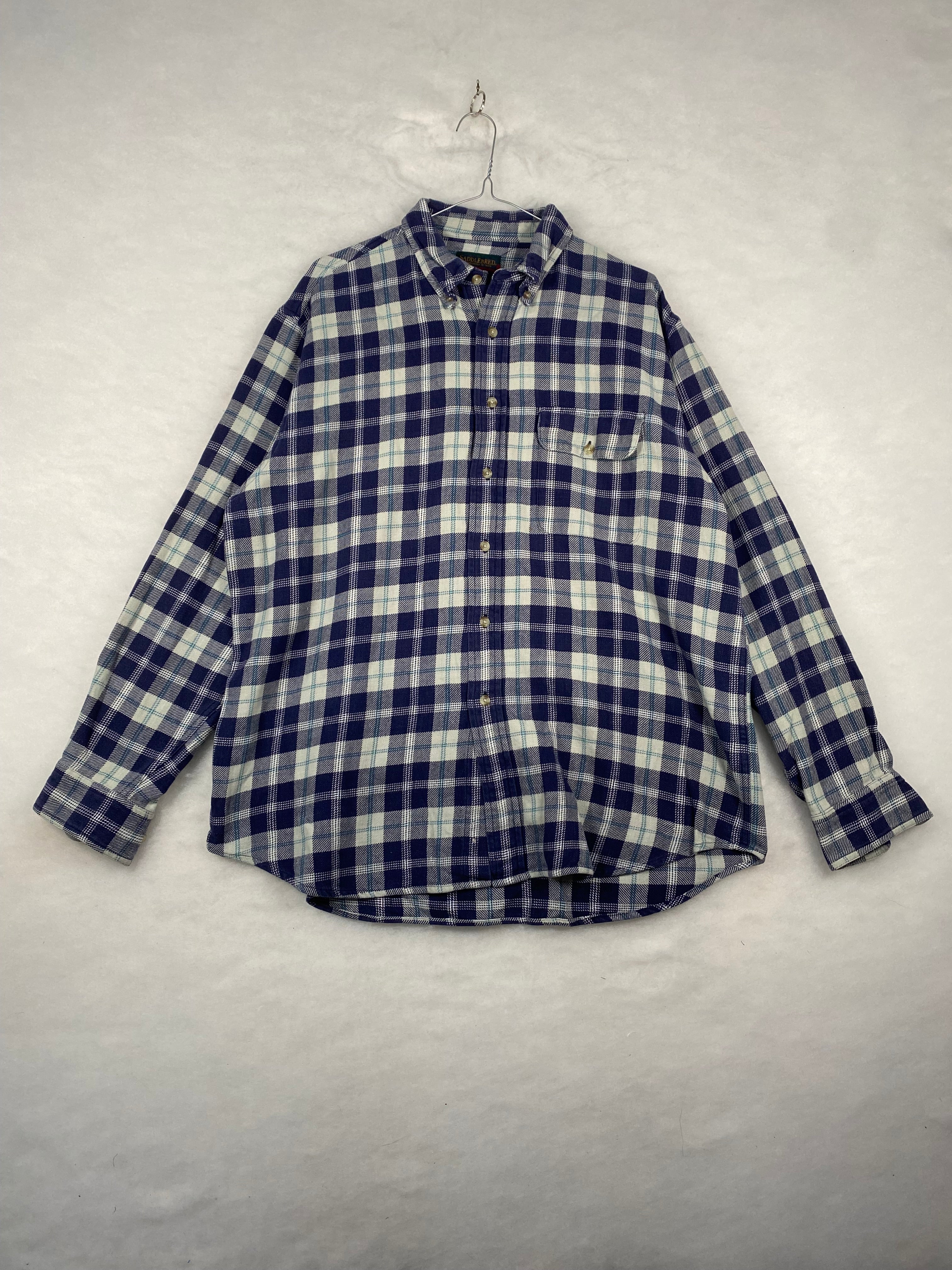 Camicia Saddlebred flanella blu e panna - fronte