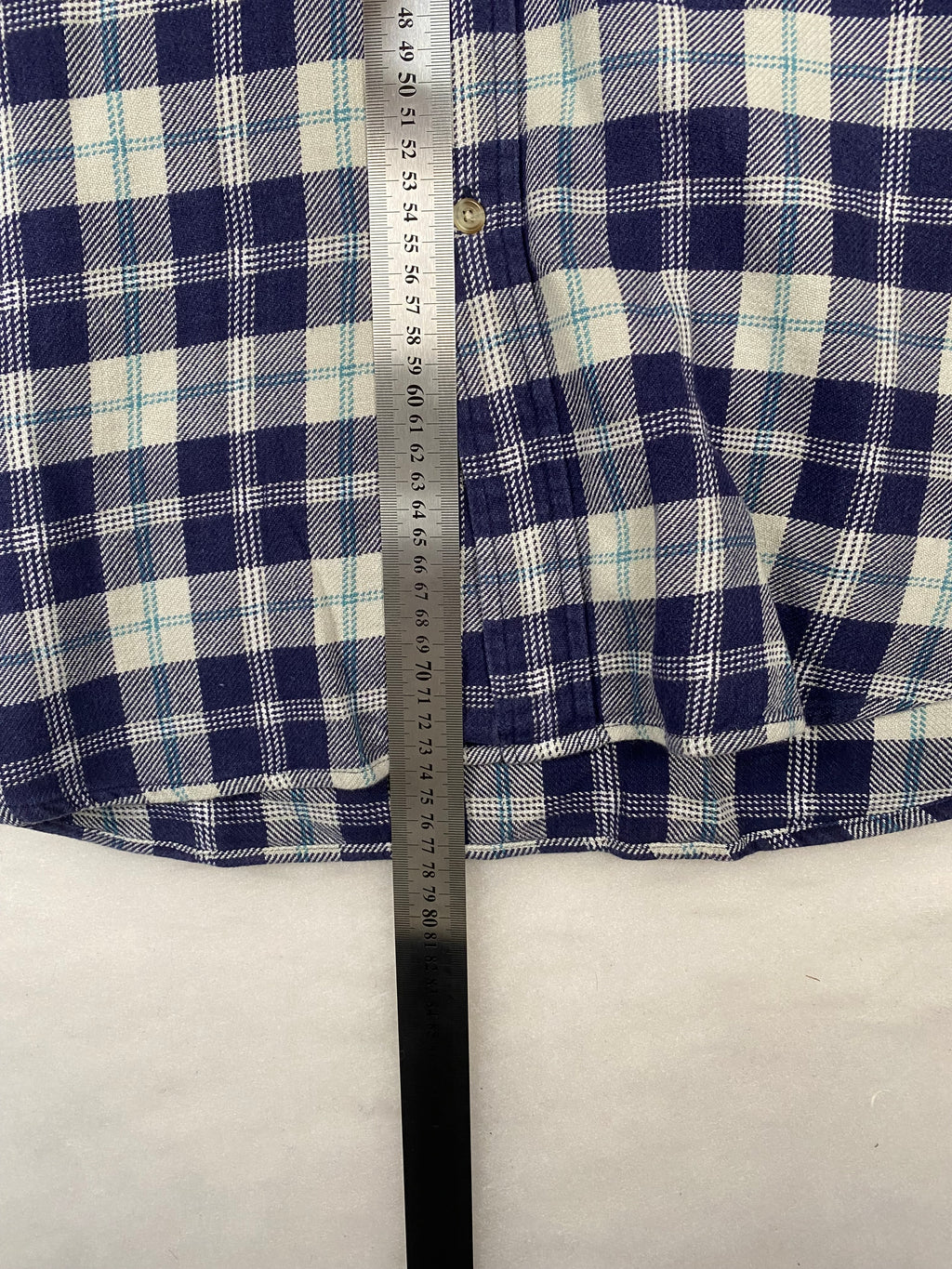 Camicia Saddlebred flanella blu e panna - polsino