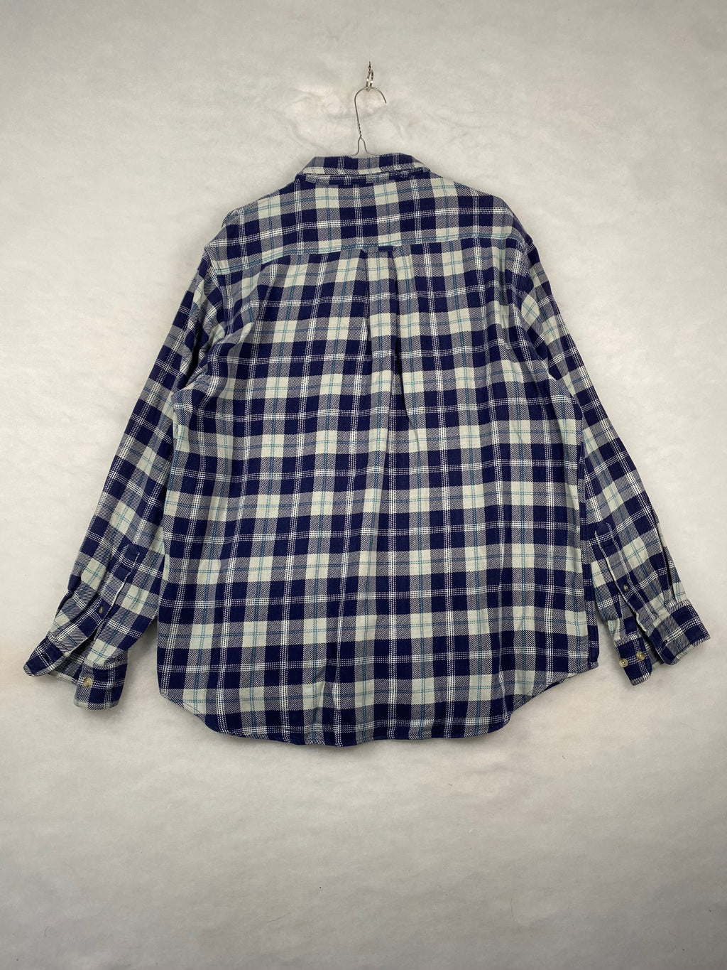 Camicia Saddlebred flanella blu e panna - vista piatta