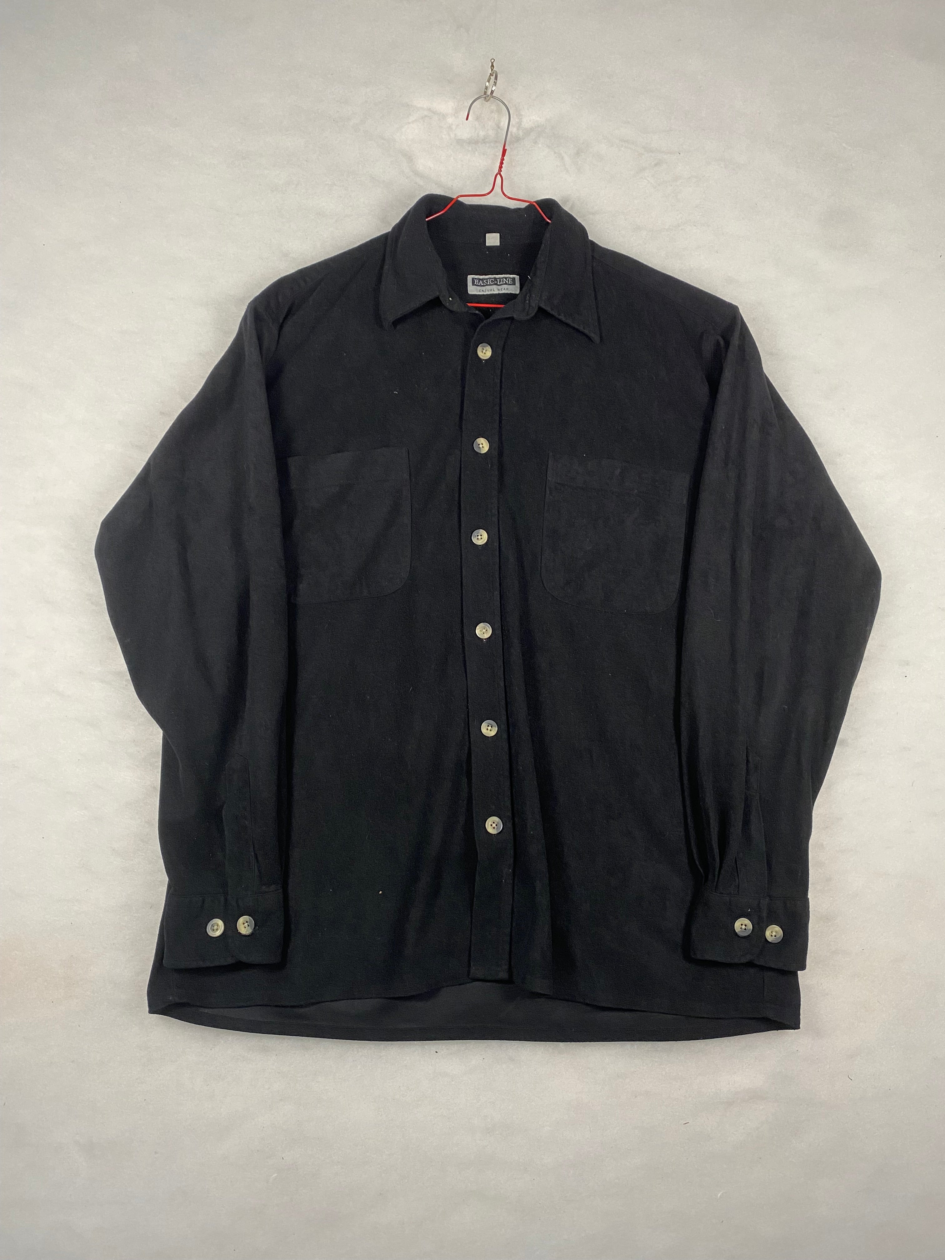 Camicia overshirt uomo nera fronte