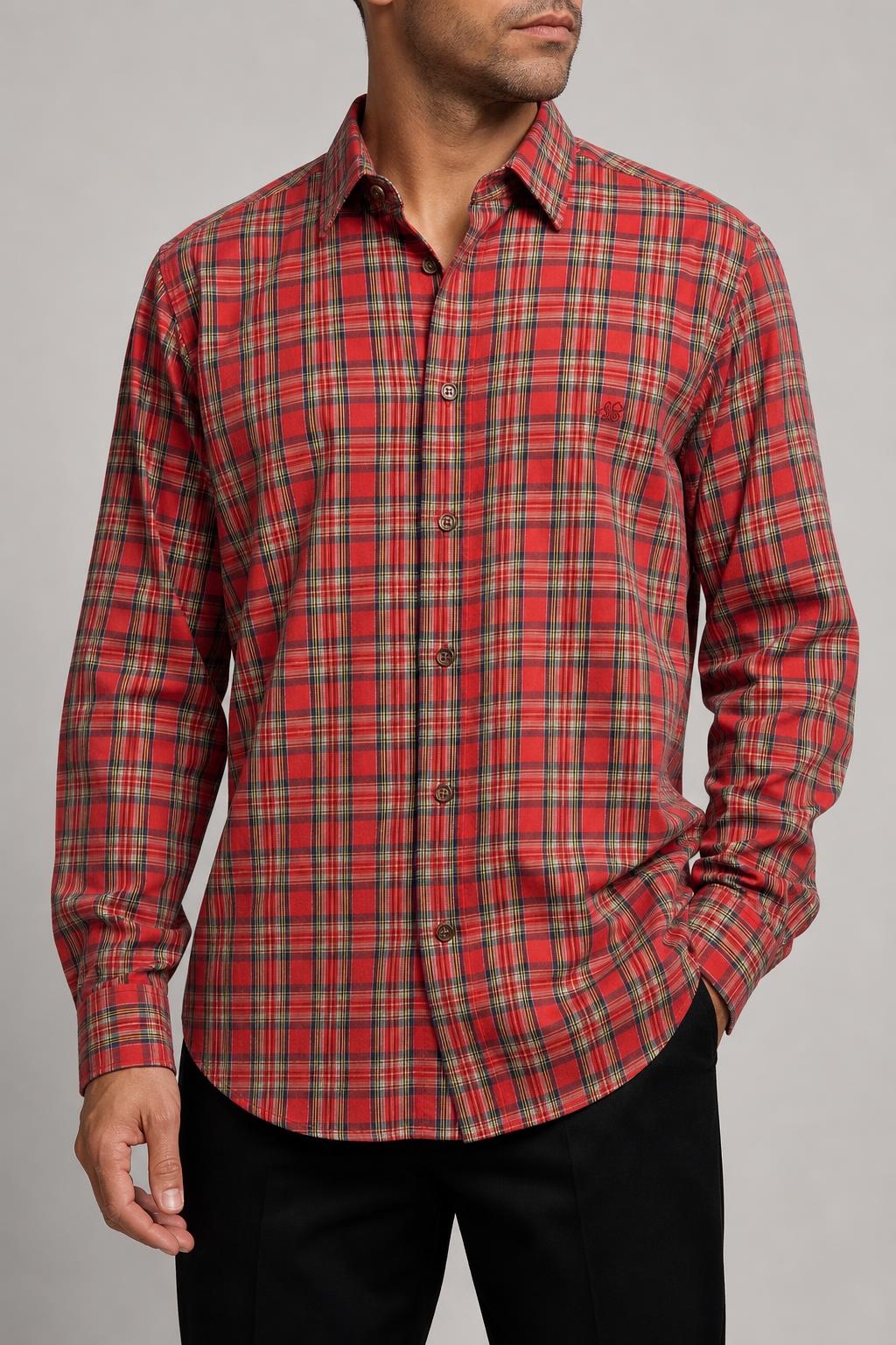 Camicia Ballo uomo tartan rosso indossata