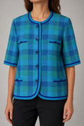 Giacca Liolà donna tweed turchese indossata