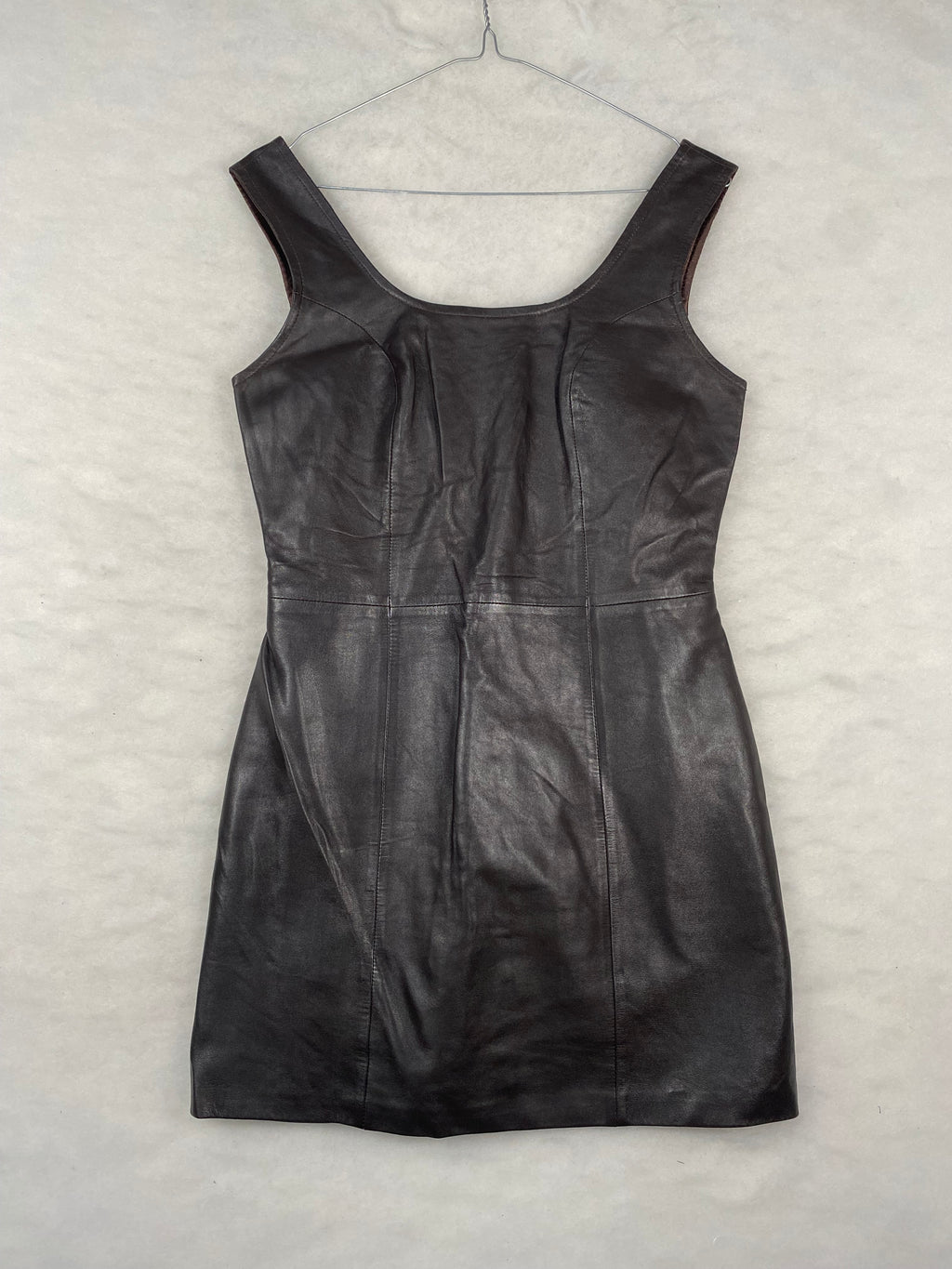 Abito vintage donna pelle marrone fronte
