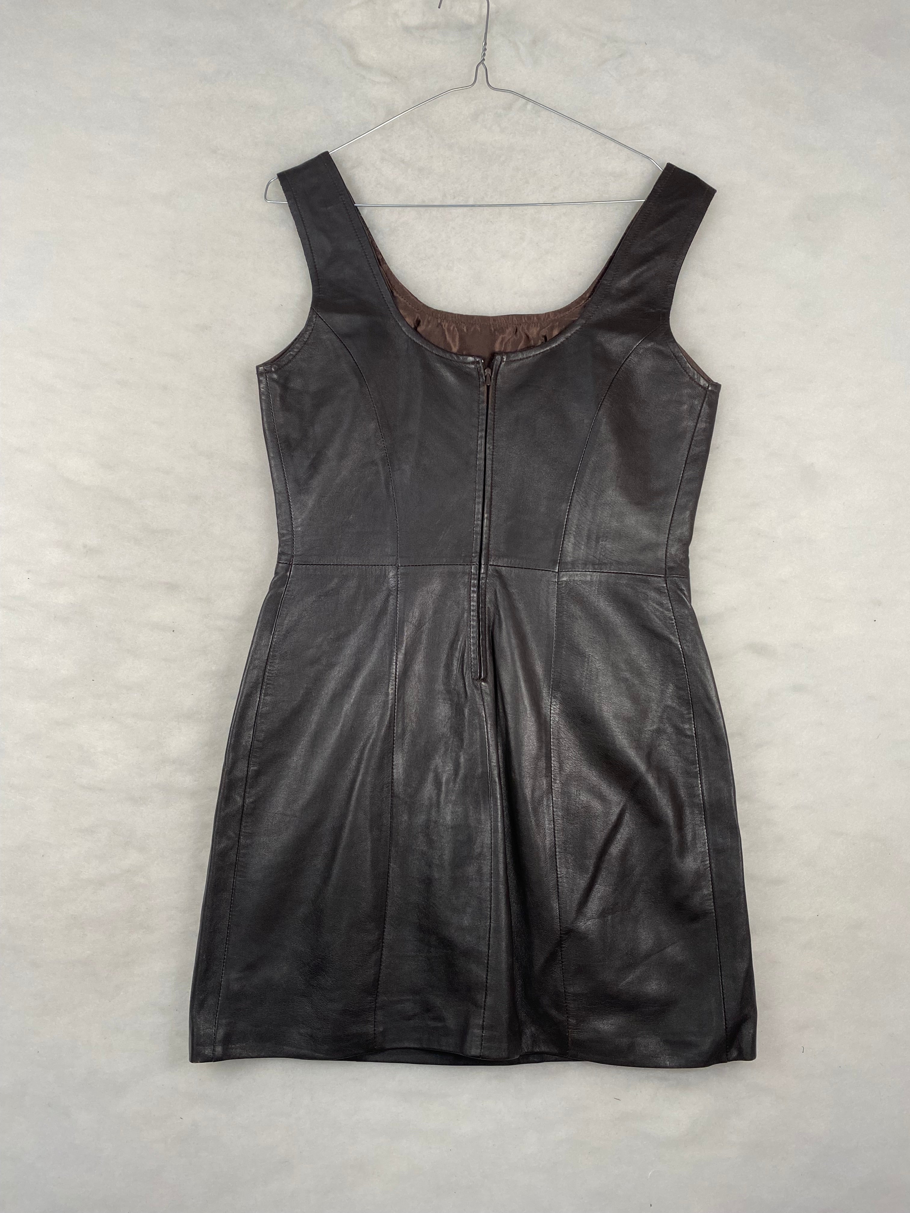 Abito vintage donna pelle marrone retro