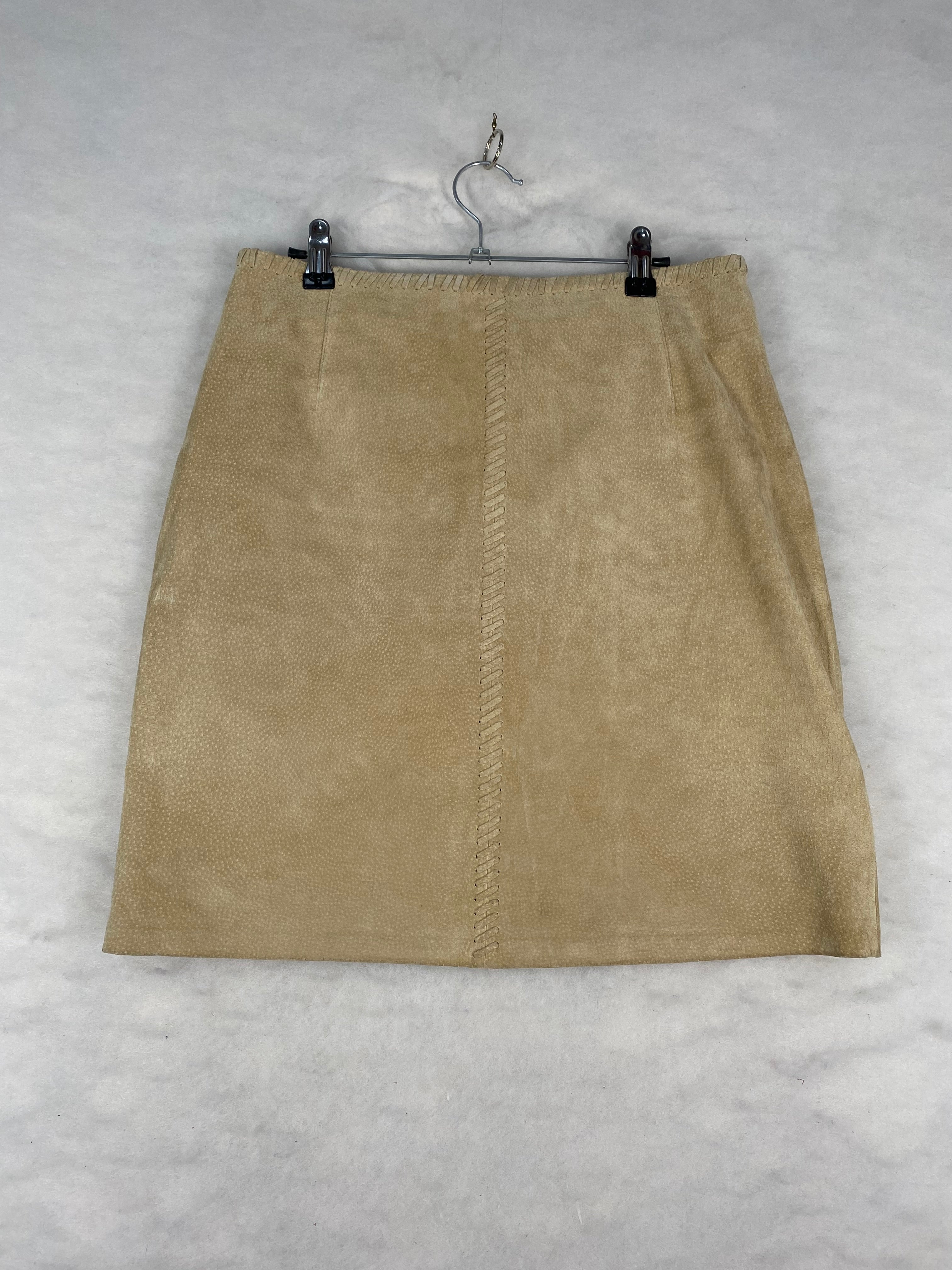 Gonna Helline donna camoscio beige fronte