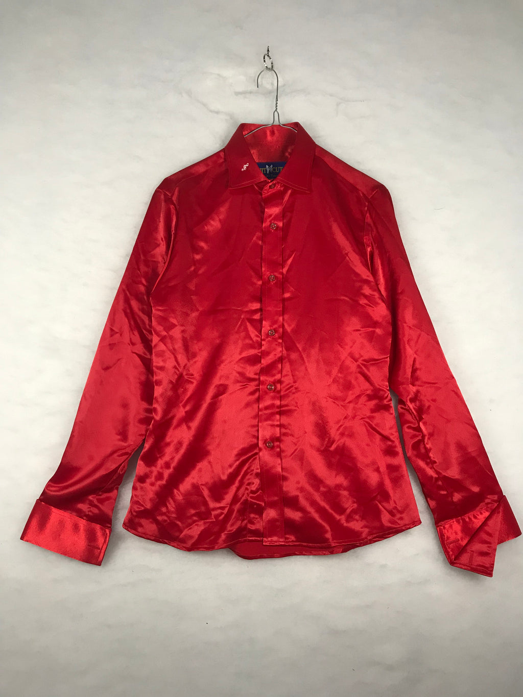 Camicia Vintage Uomo in Raso Rosso