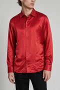 Camicia Vintage Uomo in Raso Rosso