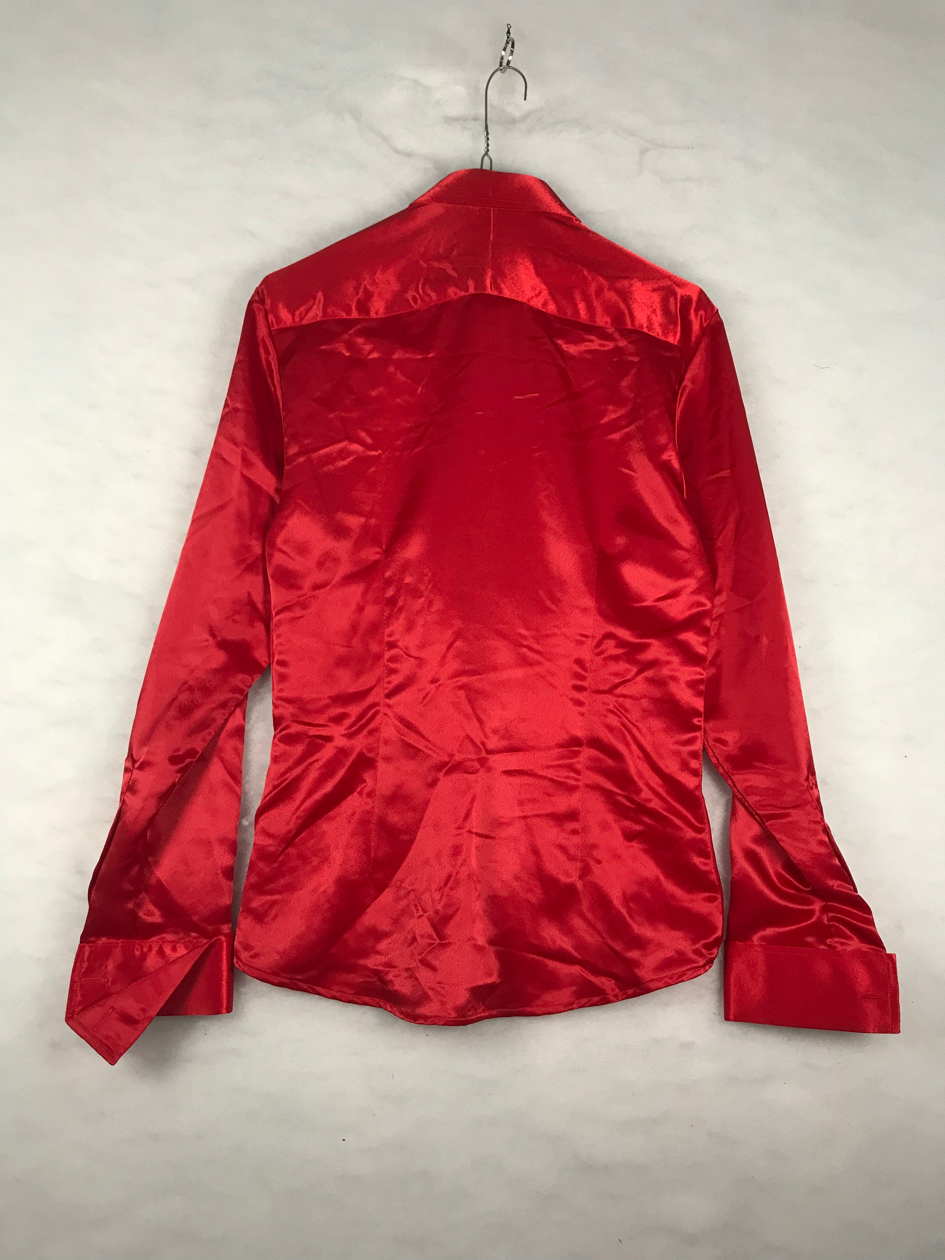 Camicia Vintage Uomo in Raso Rosso